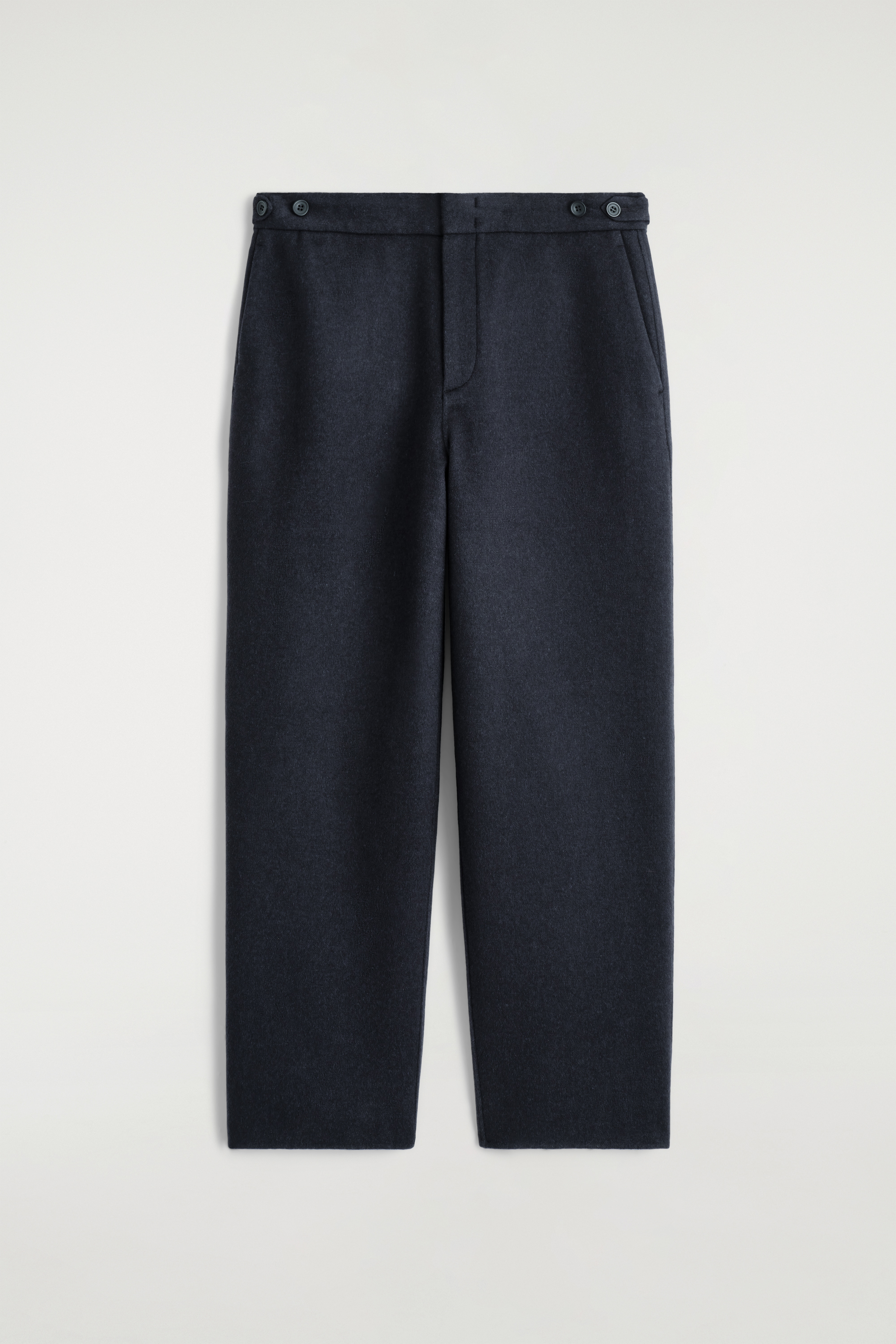 SPLIT WOOL TAPERED TROUSERS - NAVY