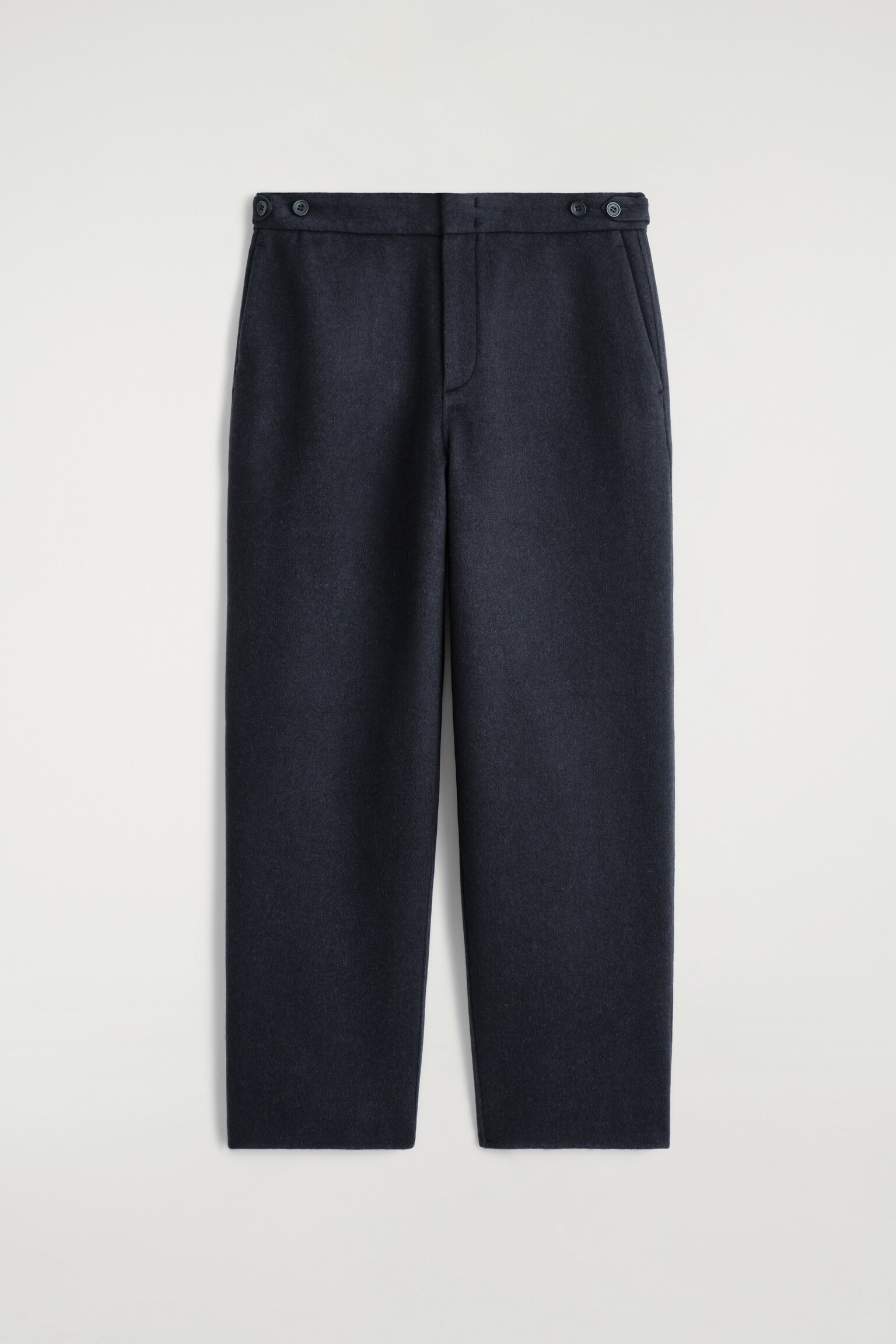 PANTALON FUSELÉ EN LAINE FENDUE - BLEU MARINE - 2