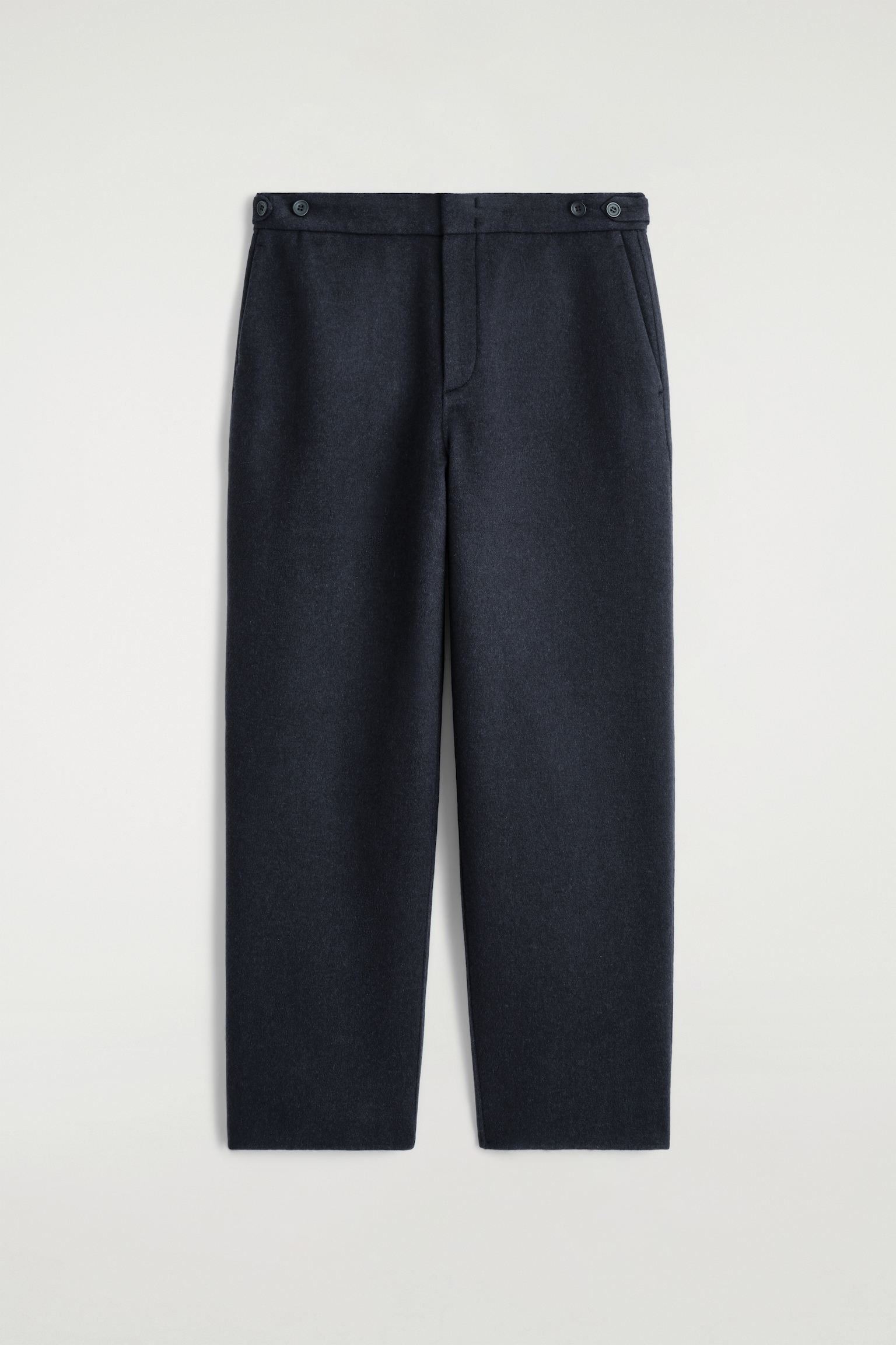 SPLIT WOOL TAPERED TROUSERS - NAVY - 2