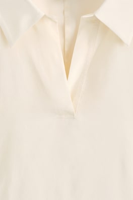 CONTRAST-TIPPED SCULPTED OPEN-COLLAR SHIRT — IVORY 7