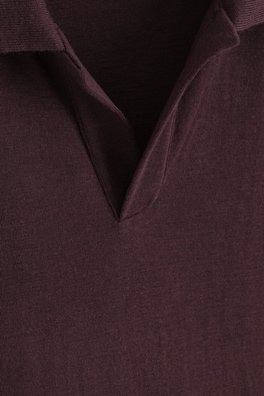 SLIM WOOL-JERSEY OPEN-COLLAR POLO SHIRT — BURGUNDY 6