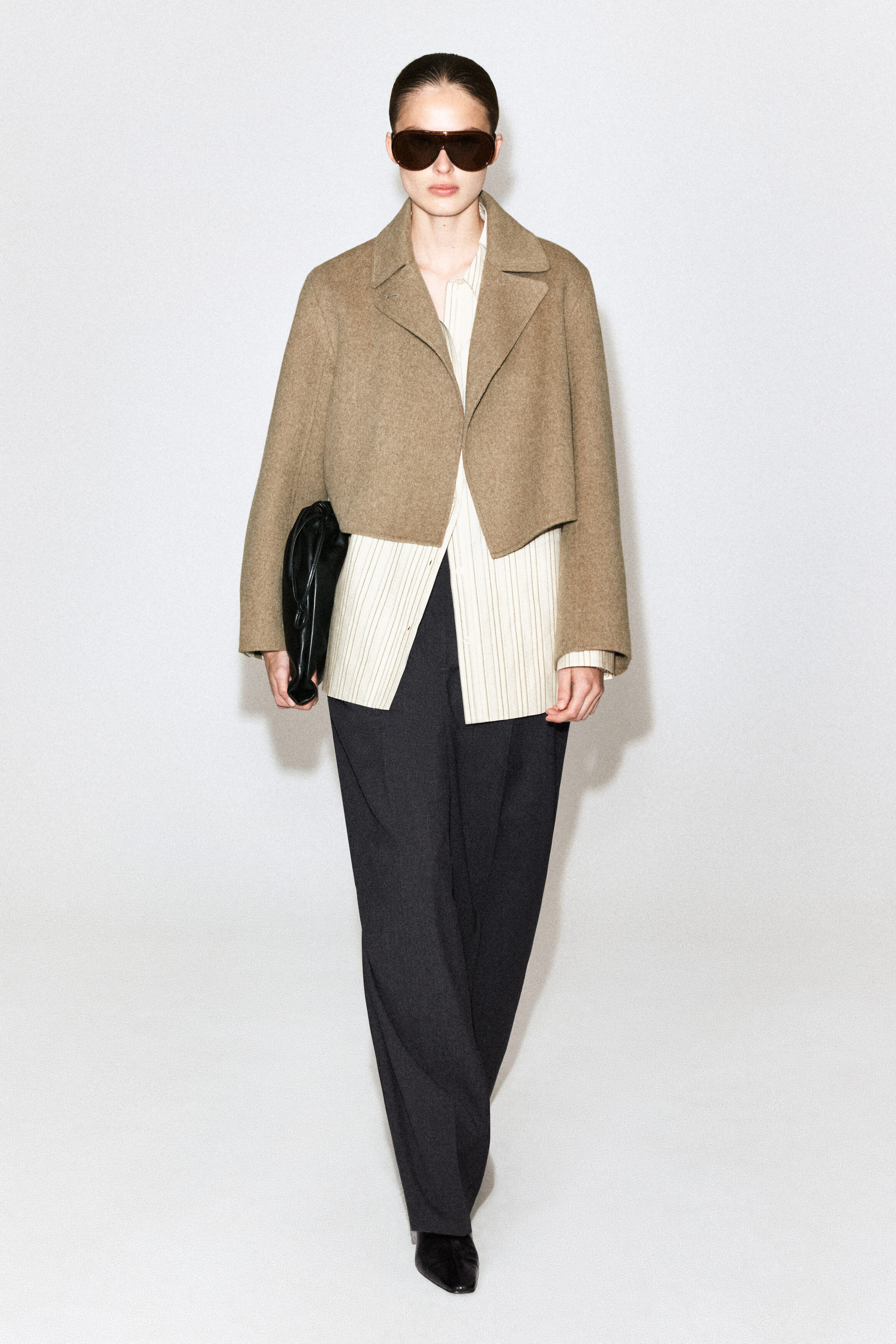 OVERSIZED CROPPED DOUBLE-FACED WOOL JACKET - BEIGE | COS US