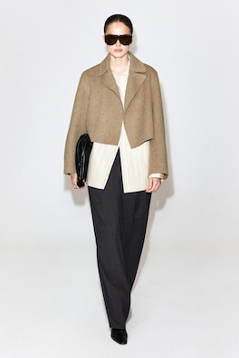OVERSIZED CROPPED DOUBLE-FACED WOOL JACKET — BEIGE 4