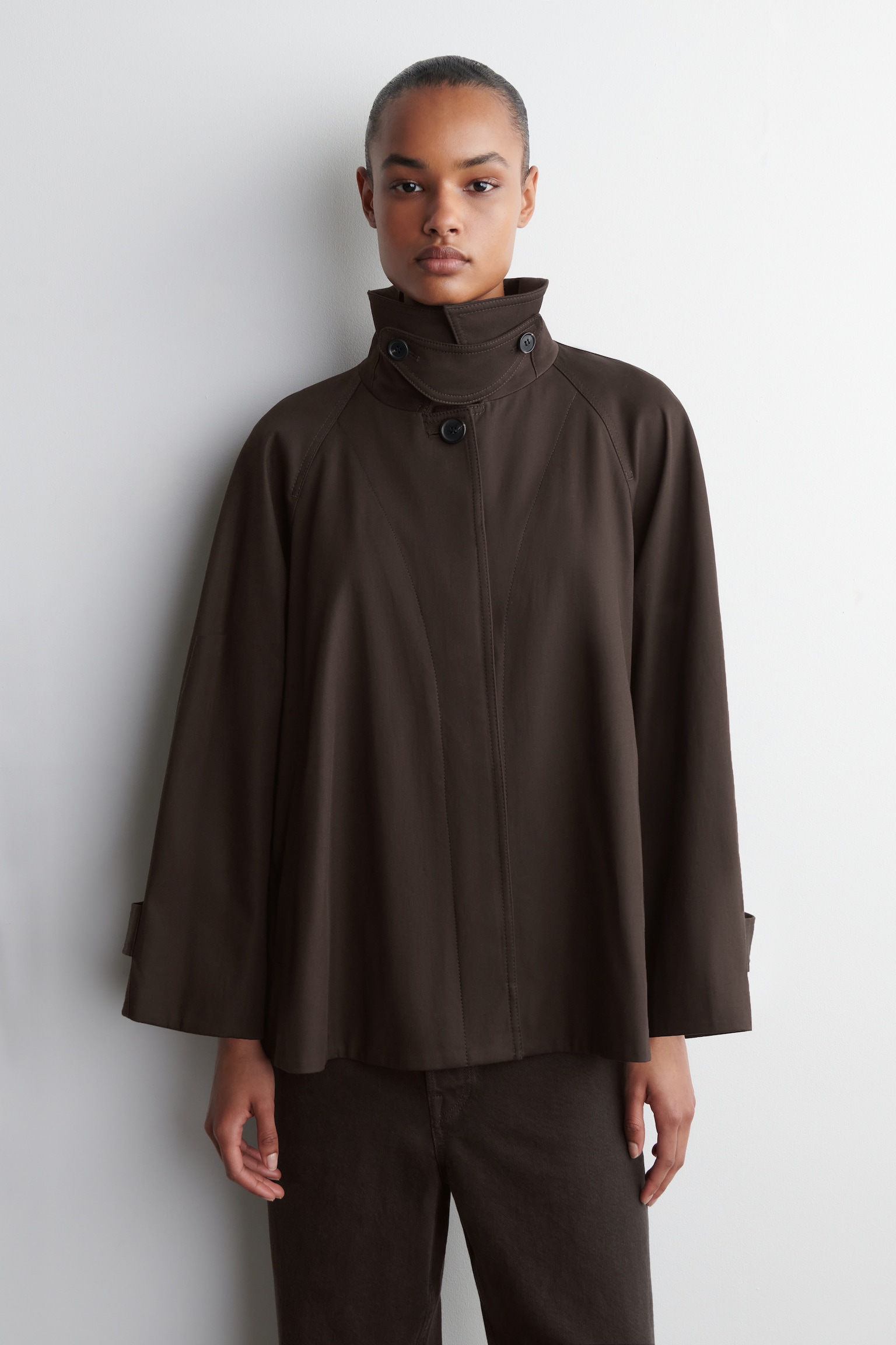 TRENCHCOAT IN A-LINIE - BRAUN/BEIGE