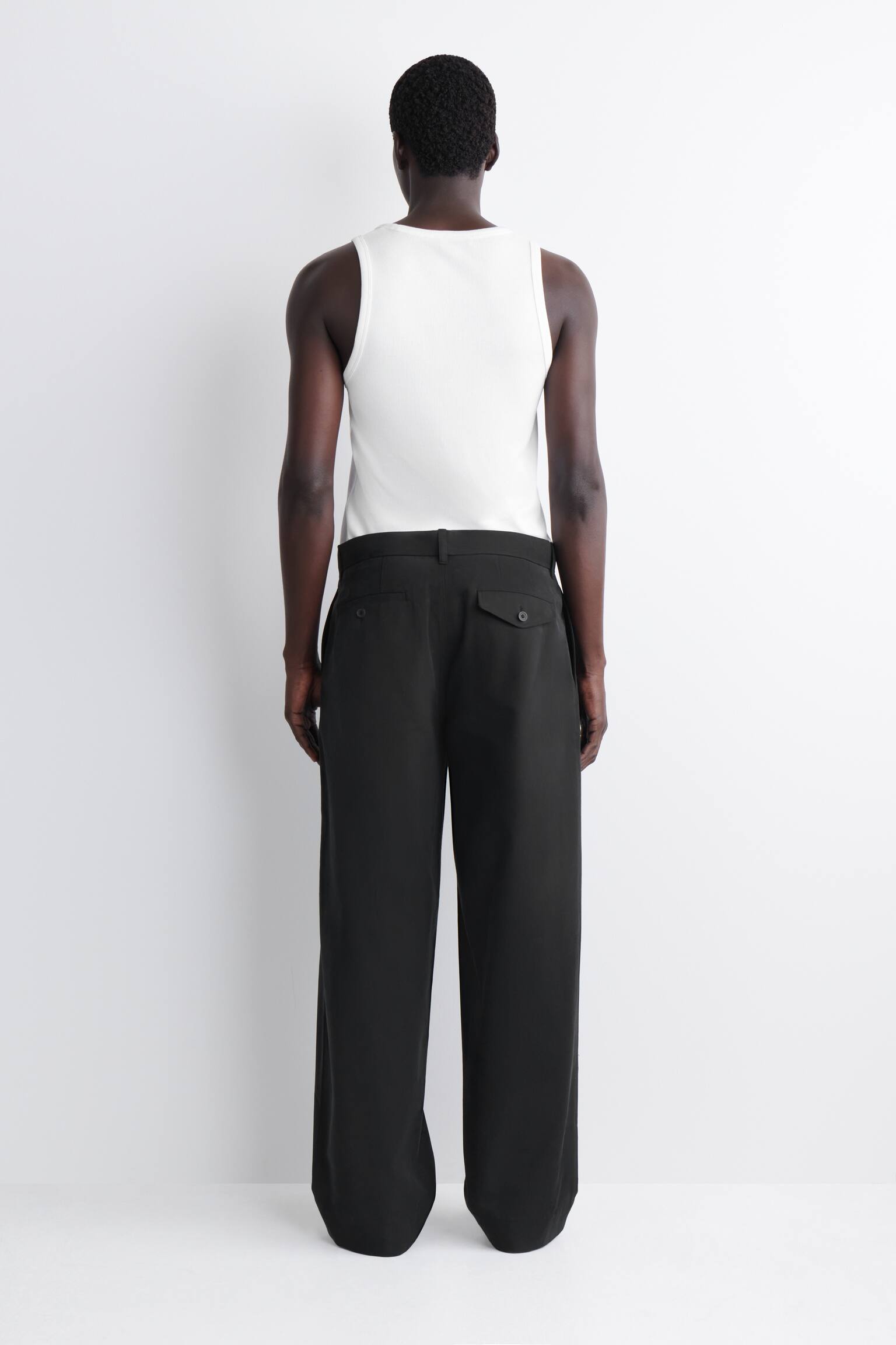 Katoenen chinos met wijde pijpen - ZWART/buinbeige - 5