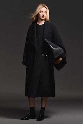 BRUSHED WOOL MAXI COAT — BLACK 8