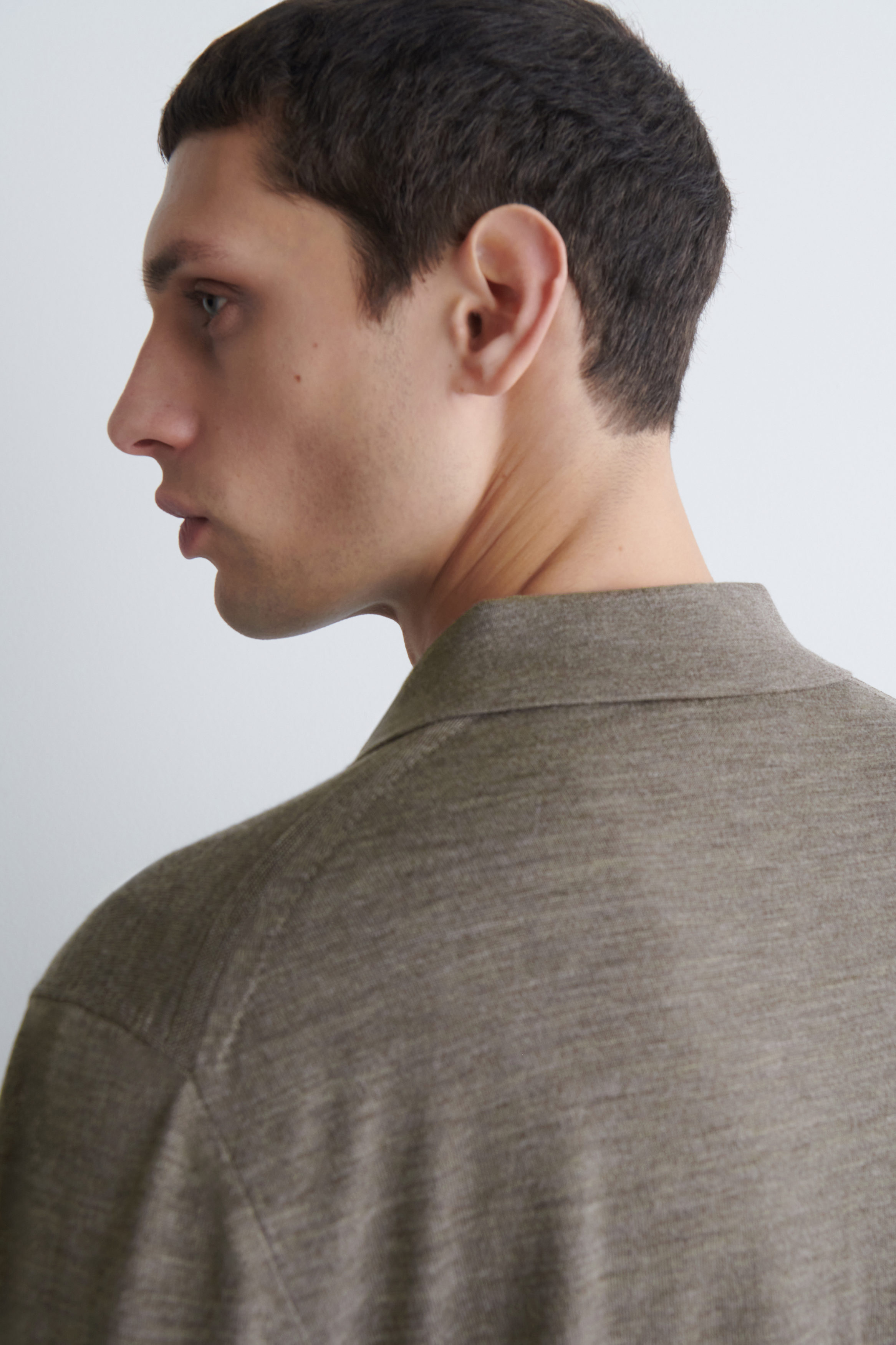 KNITTED MERINO WOOL SHIRT - BROWN MÉLANGE | COS US