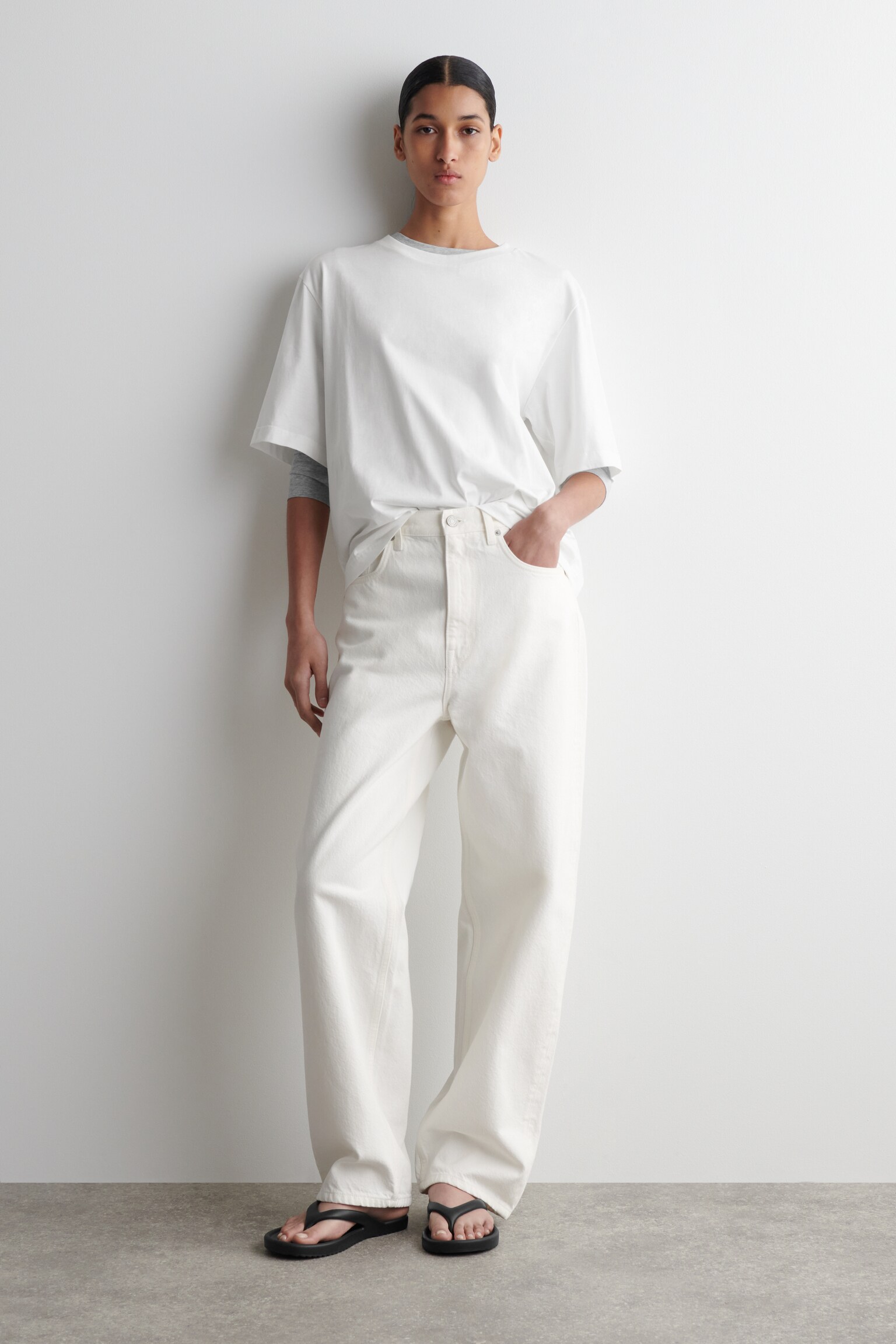 RELAXED COTTON T-SHIRT - WHITE/NAVY/BUTTER YELLOW/GREY MÉLANGE - 4