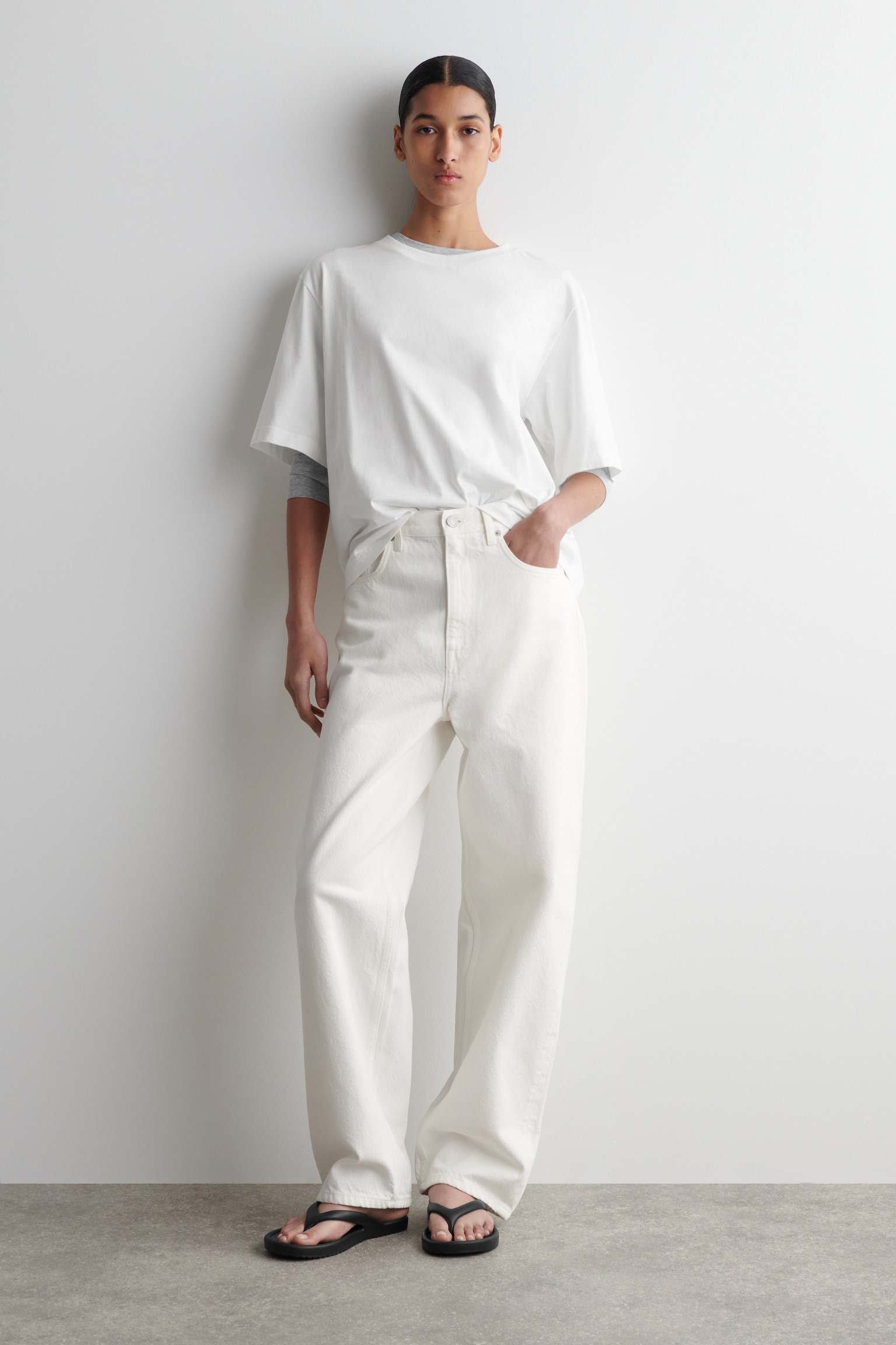 RELAXED COTTON T-SHIRT - WHITE/BUTTER YELLOW/NAVY/GREY MÉLANGE - 4