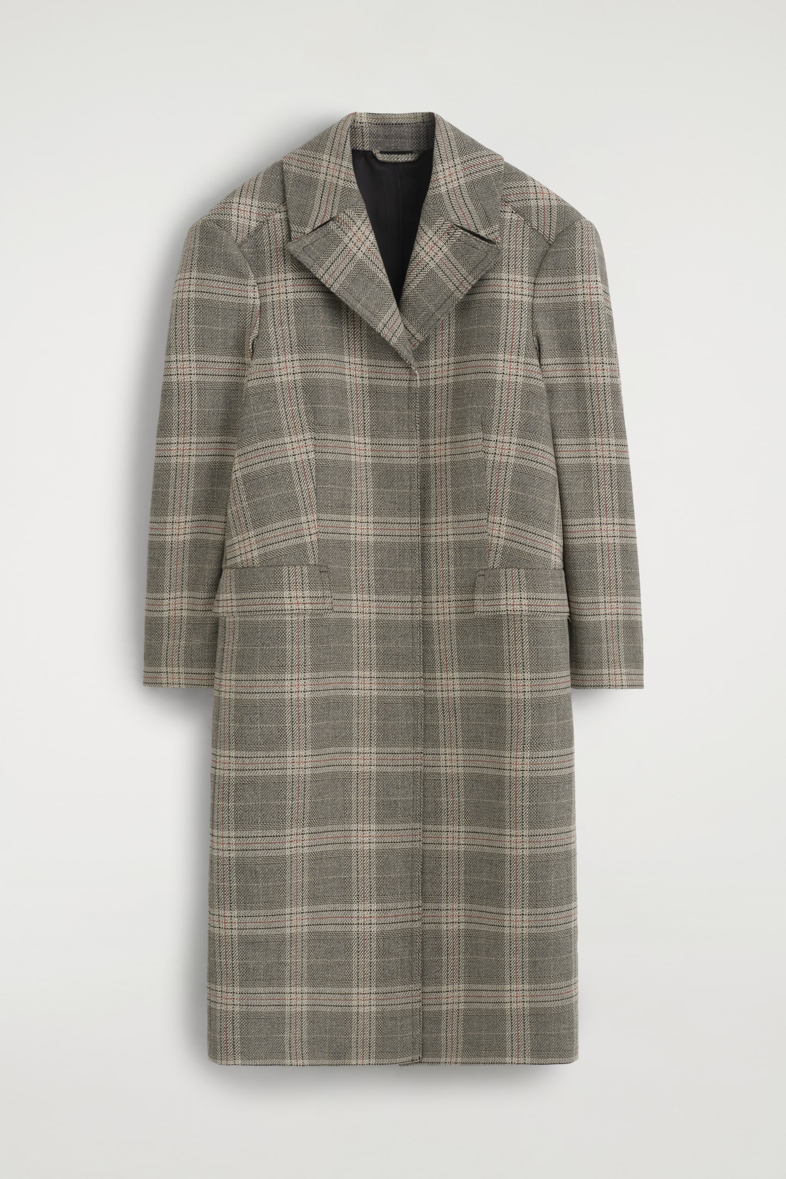 CHECKED TAILORED LONG COAT - 1