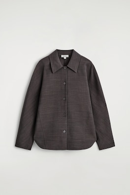 ROUNDED WOOL-BLEND SHIRT — BROWN 7