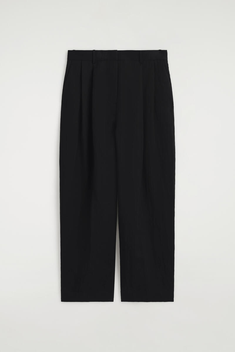 COS Relaxed Fluid Wide-Leg Trousers Black Women's Size 44
