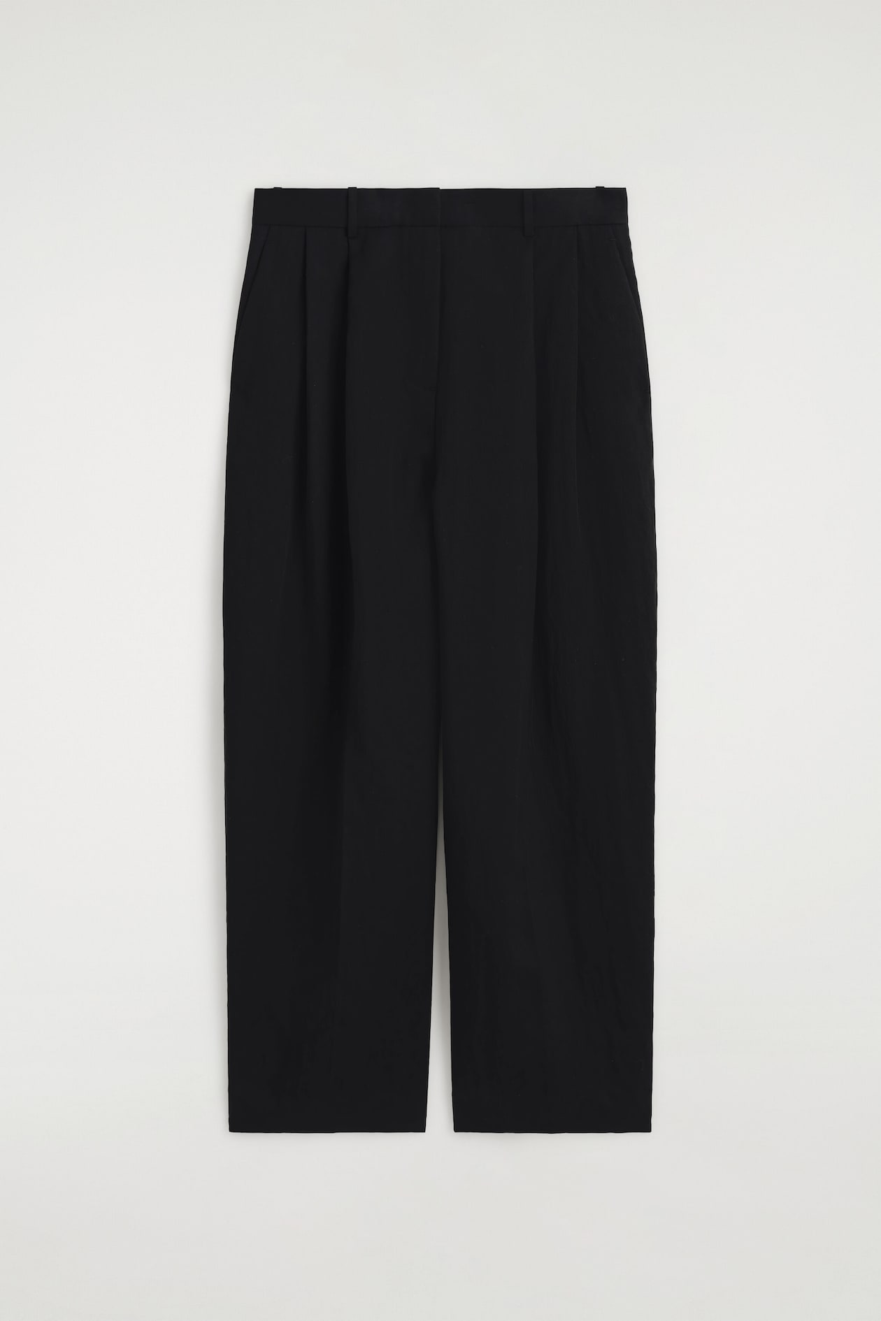 RELAXED FLUID WIDE-LEG PANTS — BLACK