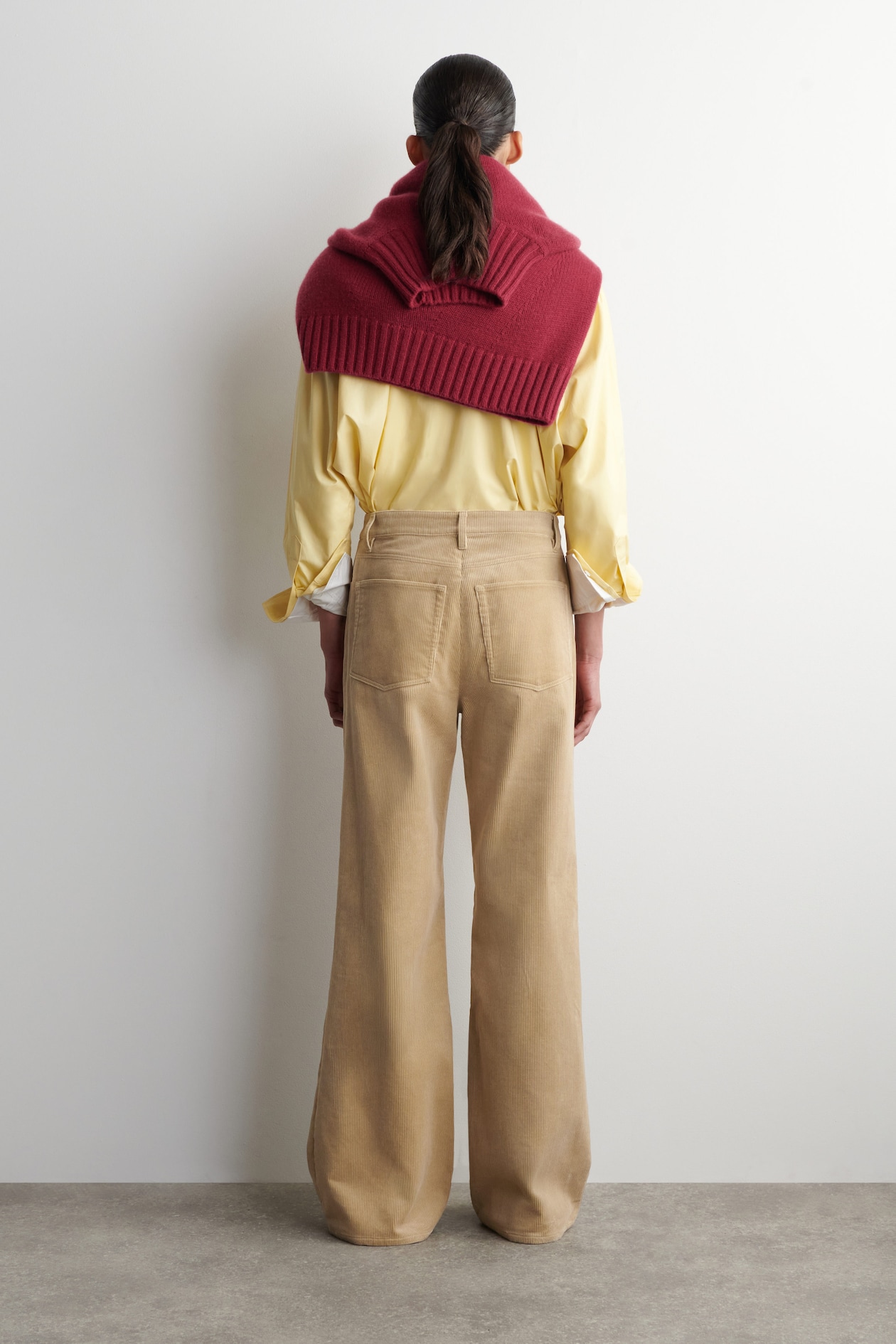 CORDUROY STRAIGHT-LEG PANTS — BEIGE