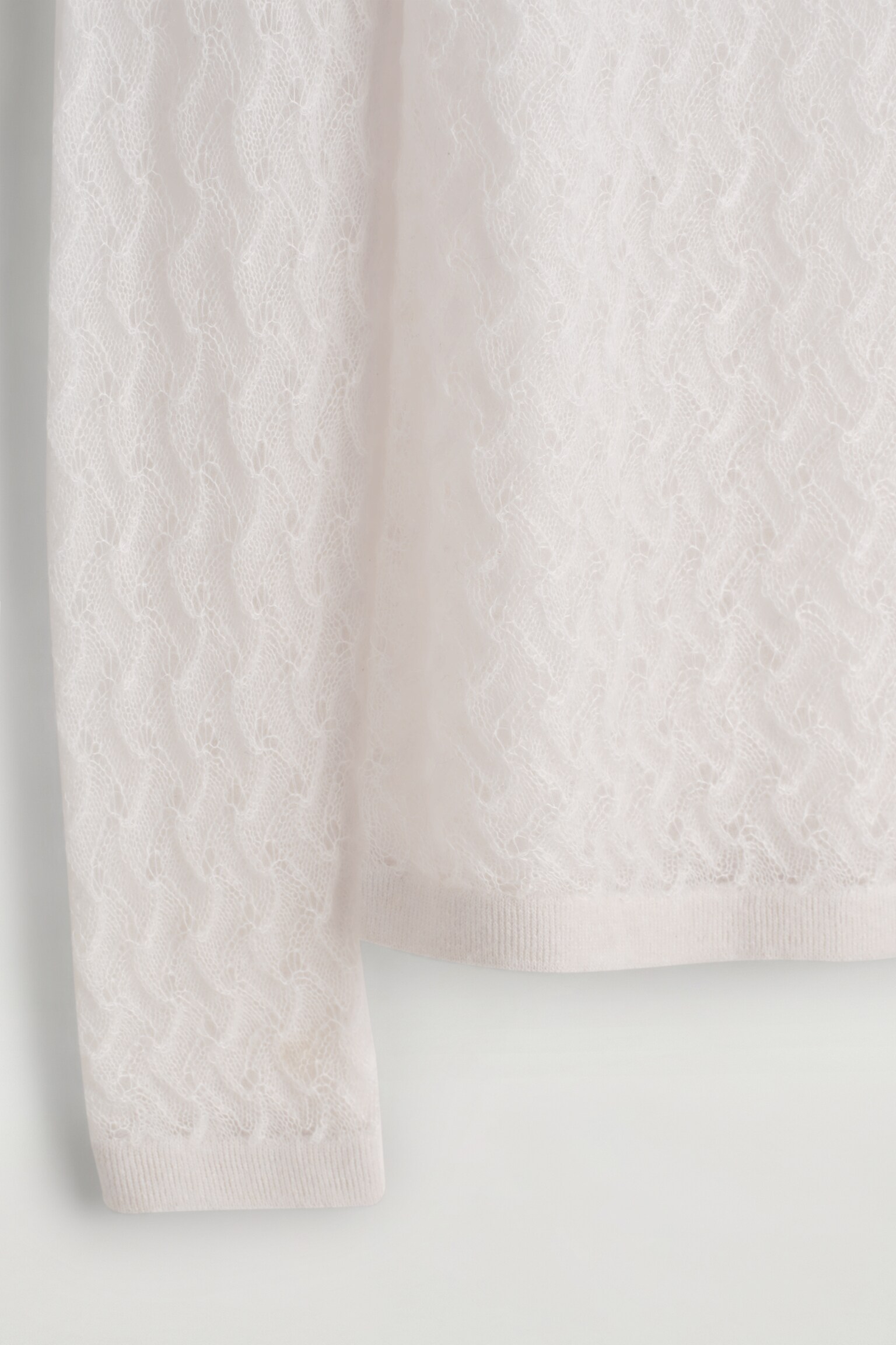 PULL EN MAILLE DE MOHAIR POINTELLE - IVOIRE/VERT FONCÉ - 4