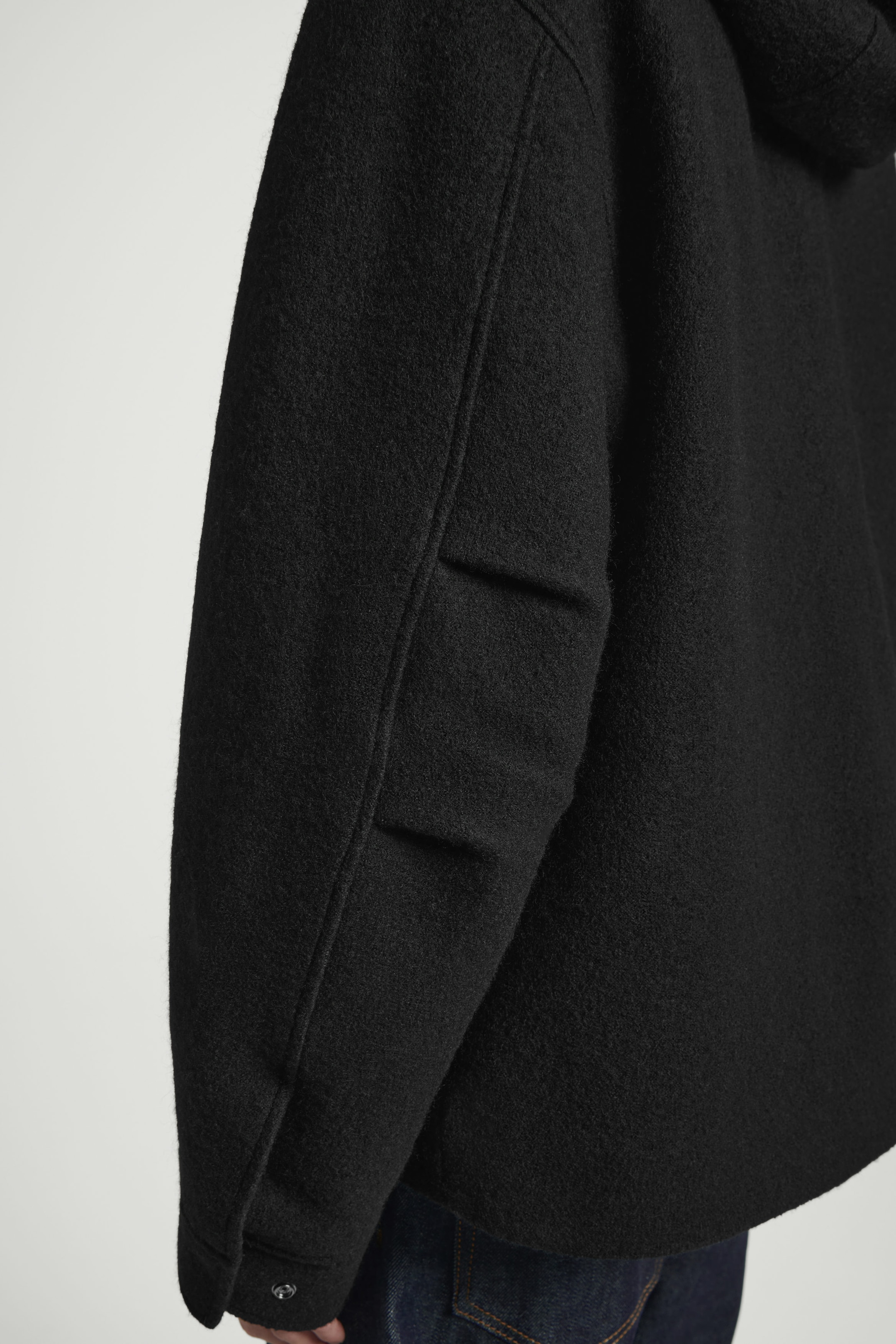 HOODED BOILED WOOL PARKA JACKET