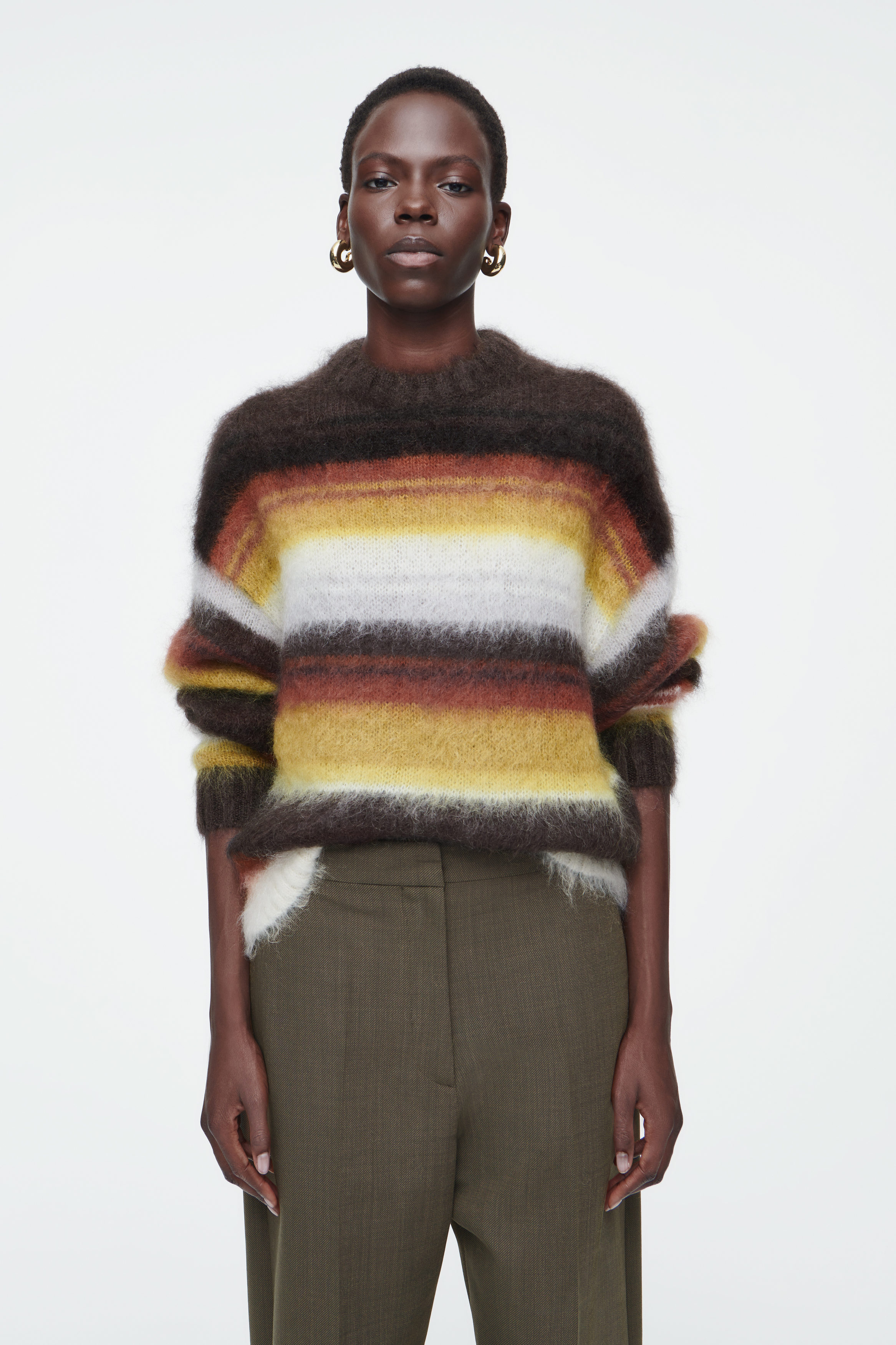 トップス Uniform experiment mohair stripe knit Uniform Experiment Men's Brushed Mohair Border Knit in White