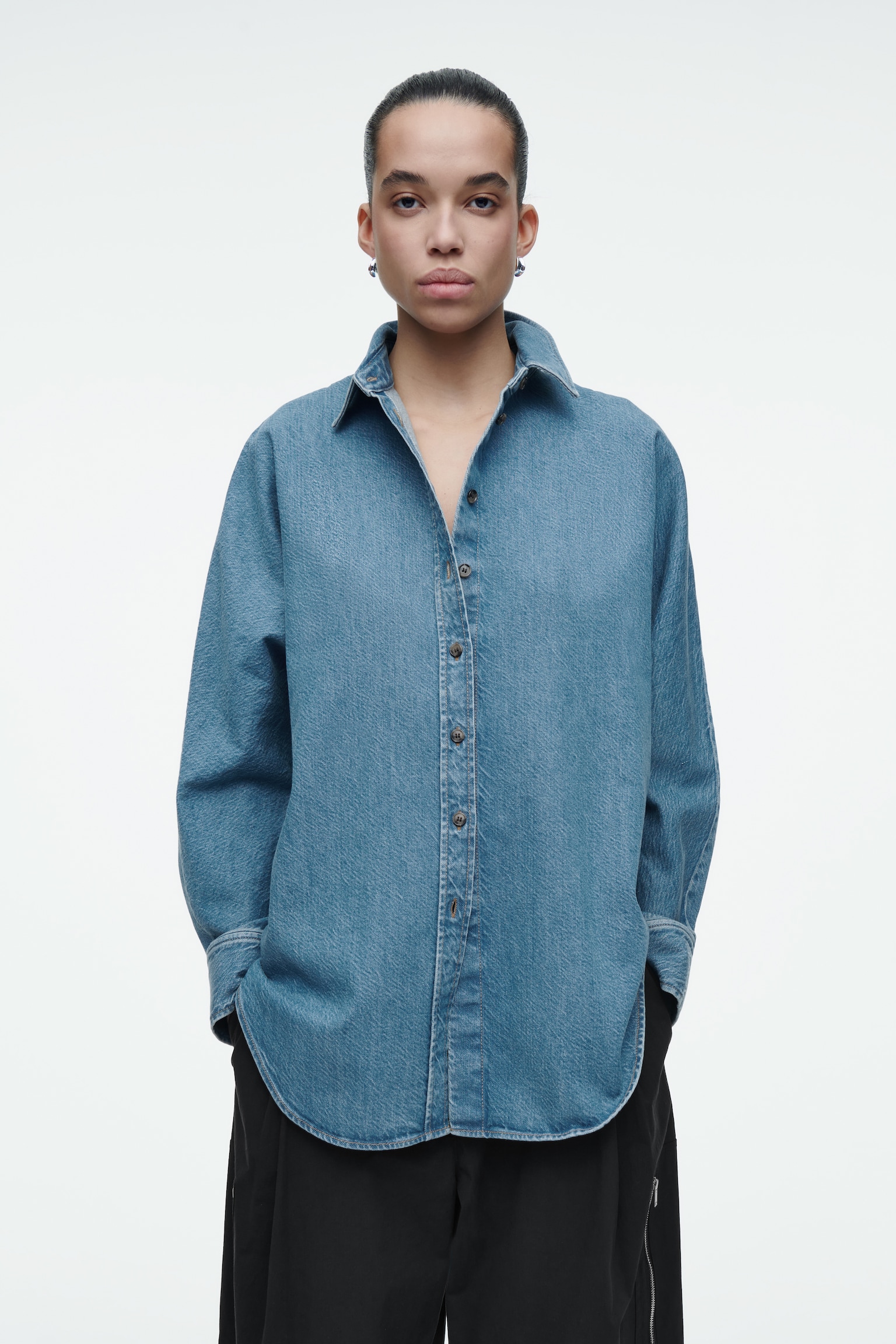 CHEMISE DÉCONTRACTÉE EN DENIM - BLEU - 1