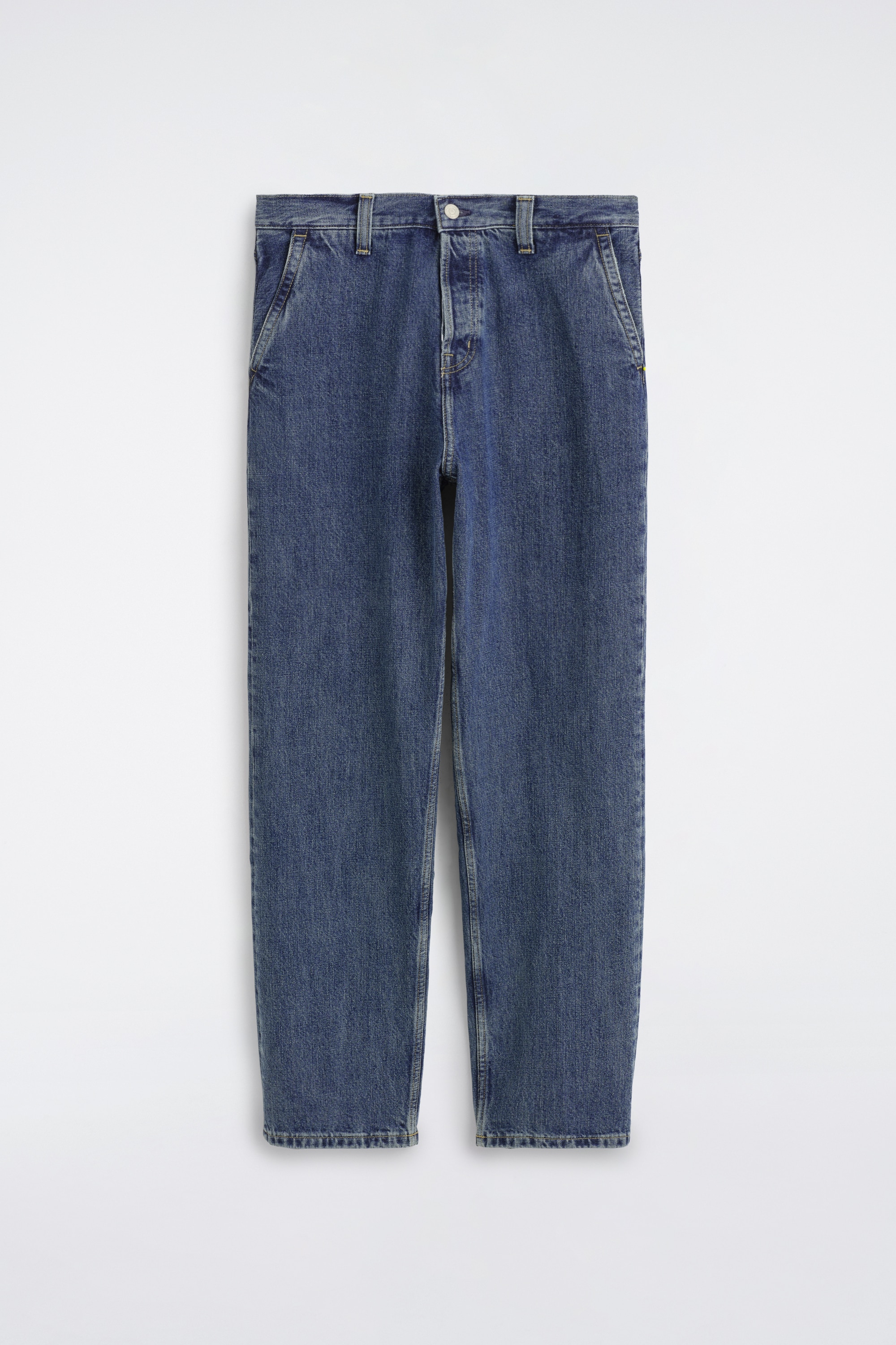 PANTALON EN DENIM DROIT DÉCONTRACTÉ - BLEU FONCÉ