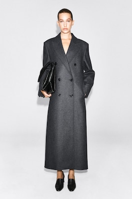 TAILORED WOOL-BLEND DOUBLE-BREASTED COAT — GRAY 2