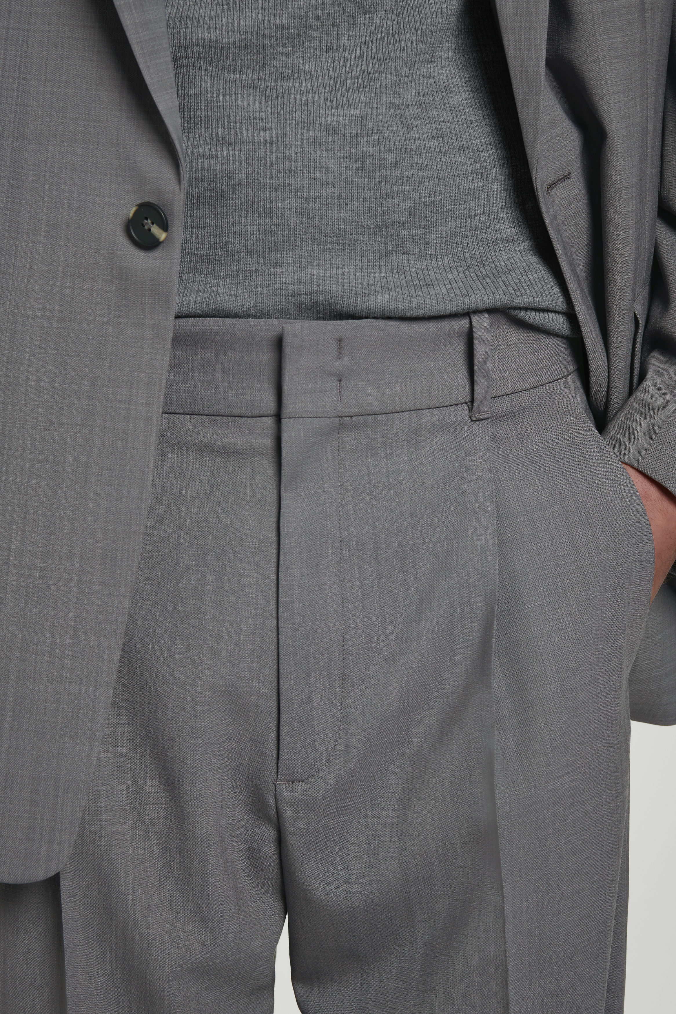 パンツ s/e/o : 24FW / FLUID WOOL TROUSERS (DARK GREY) Wide Wool Pants – HYEIN SEO