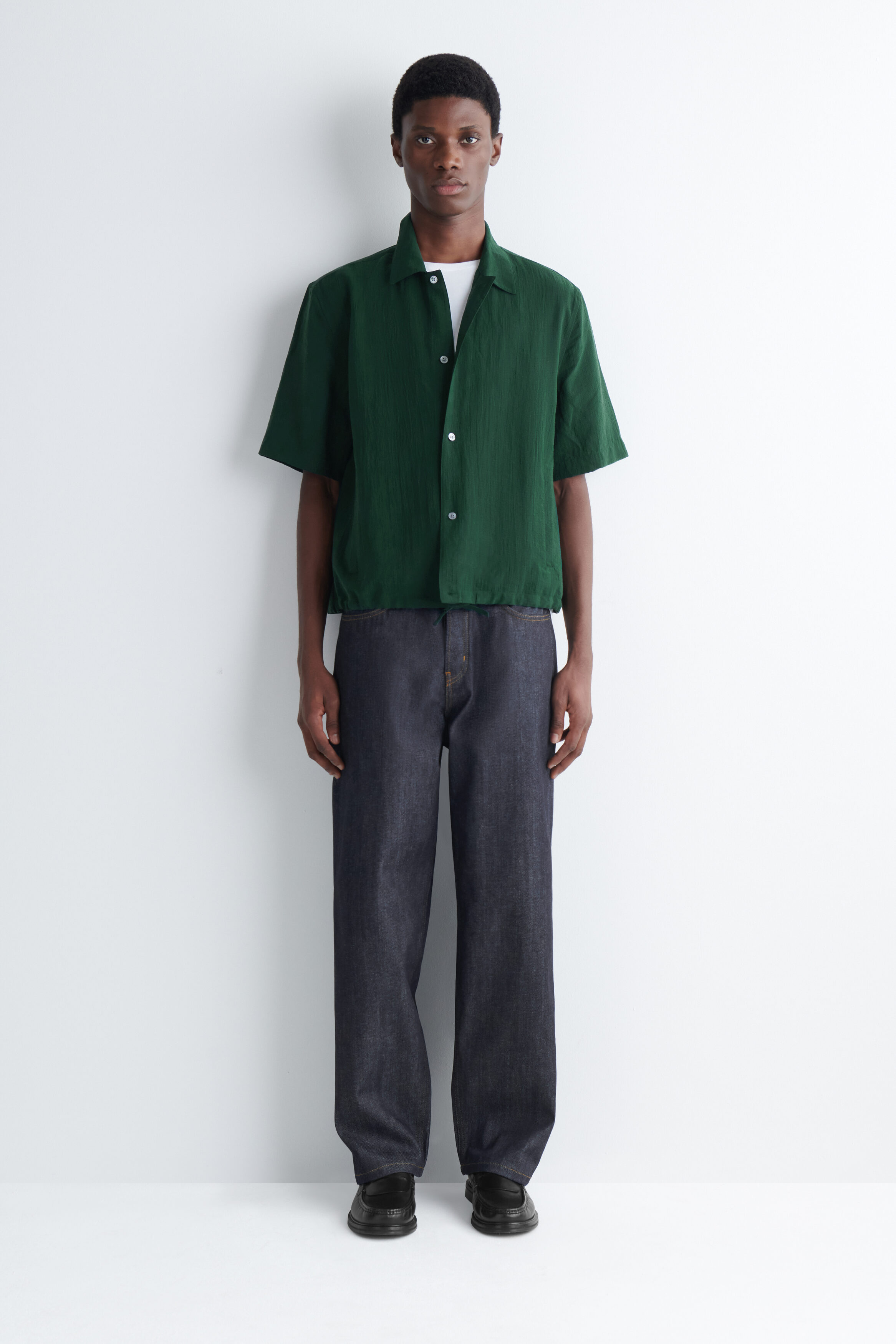 RELAXED TEXTURED SHIRT - DARK GREEN | COS