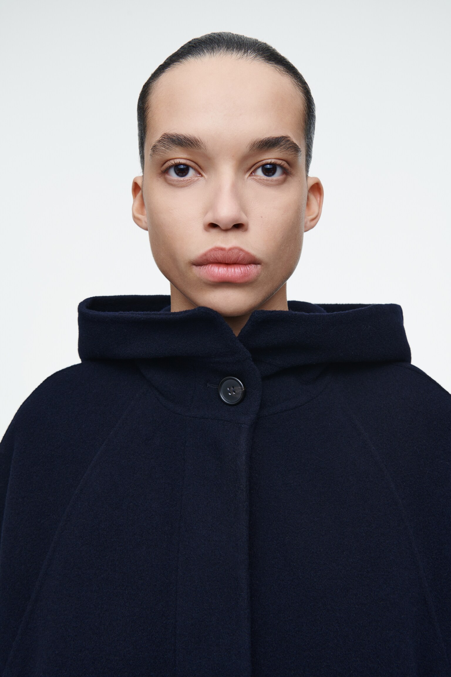 MANTEAU OVERSIZE EN LAINE DOUBLE FACE - BLEU MARINE - 3