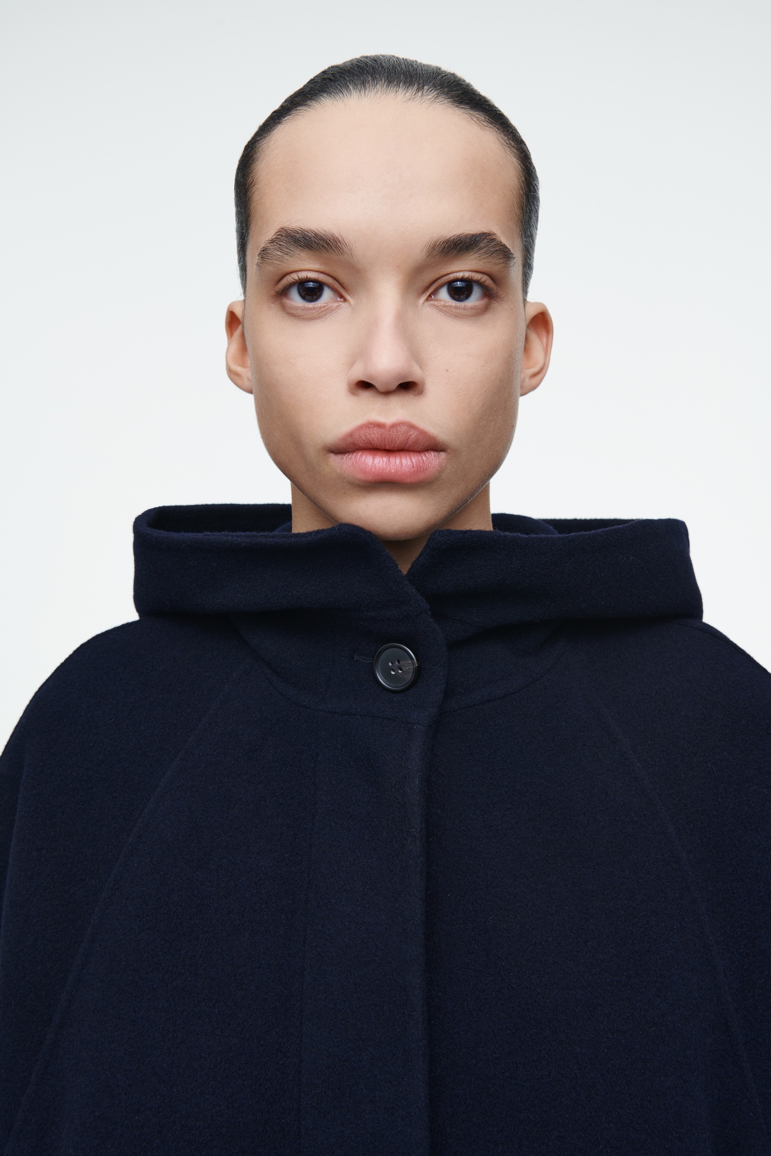 OVERSIZED DOUBLE-FACED WOOL COAT - NAVY - 3
