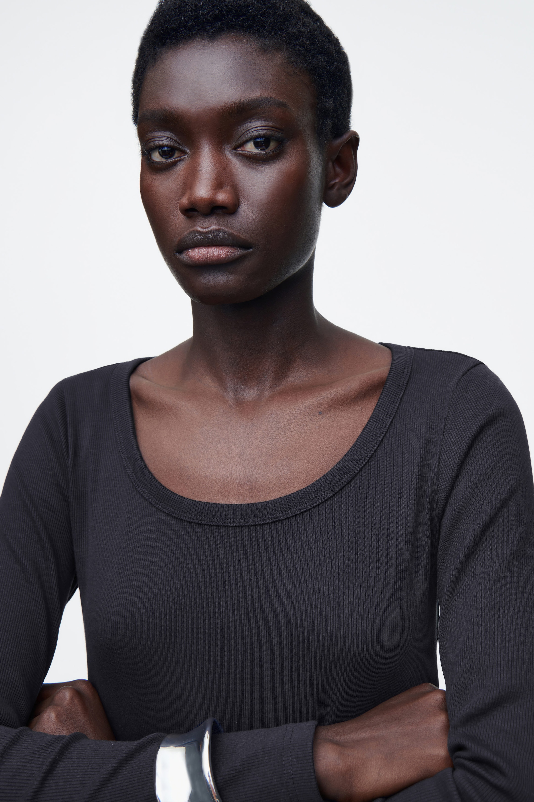 SLIM RIBBED-JERSEY MIDI DRESS