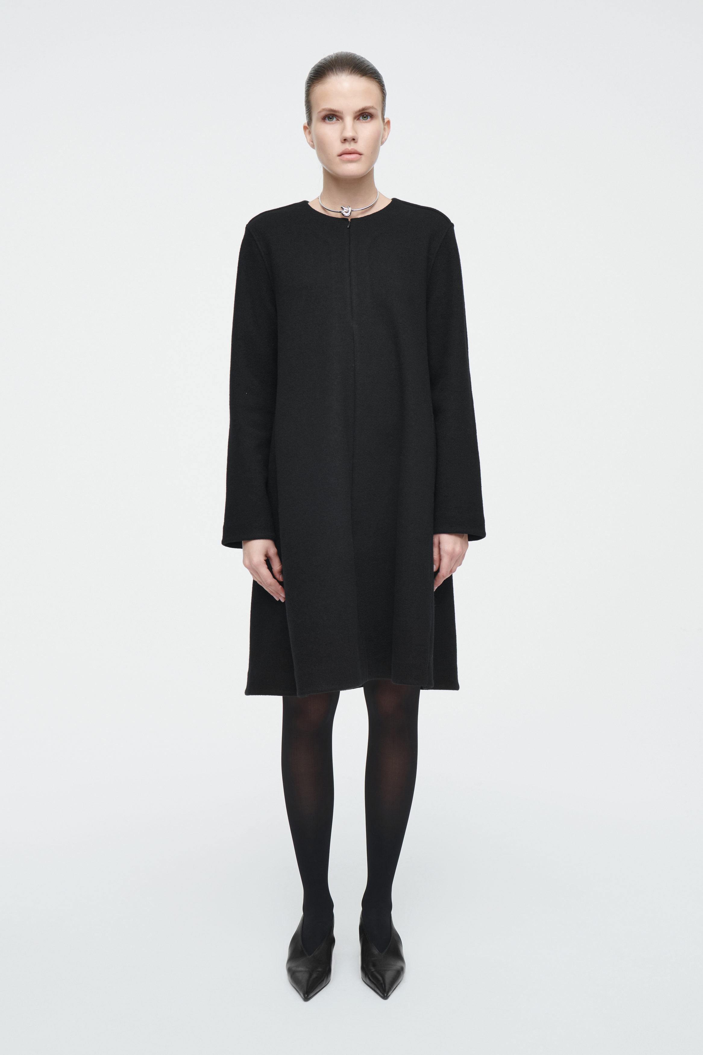 A-LINE BOILED-WOOL MINI DRESS - BLACK | COS