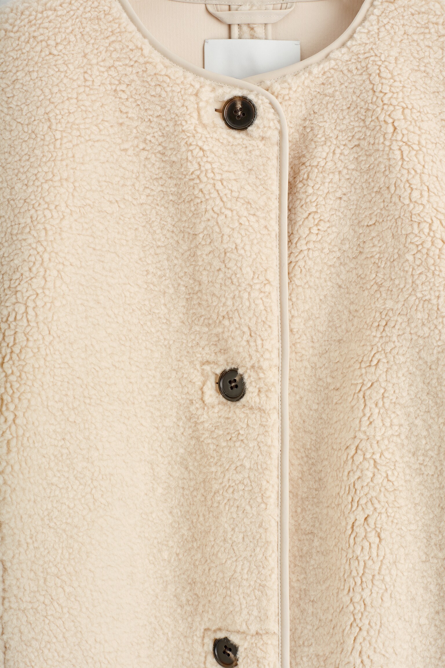 VESTE TEDDY LONGUE - ÉCRU/BRUN FONCÉ - 6