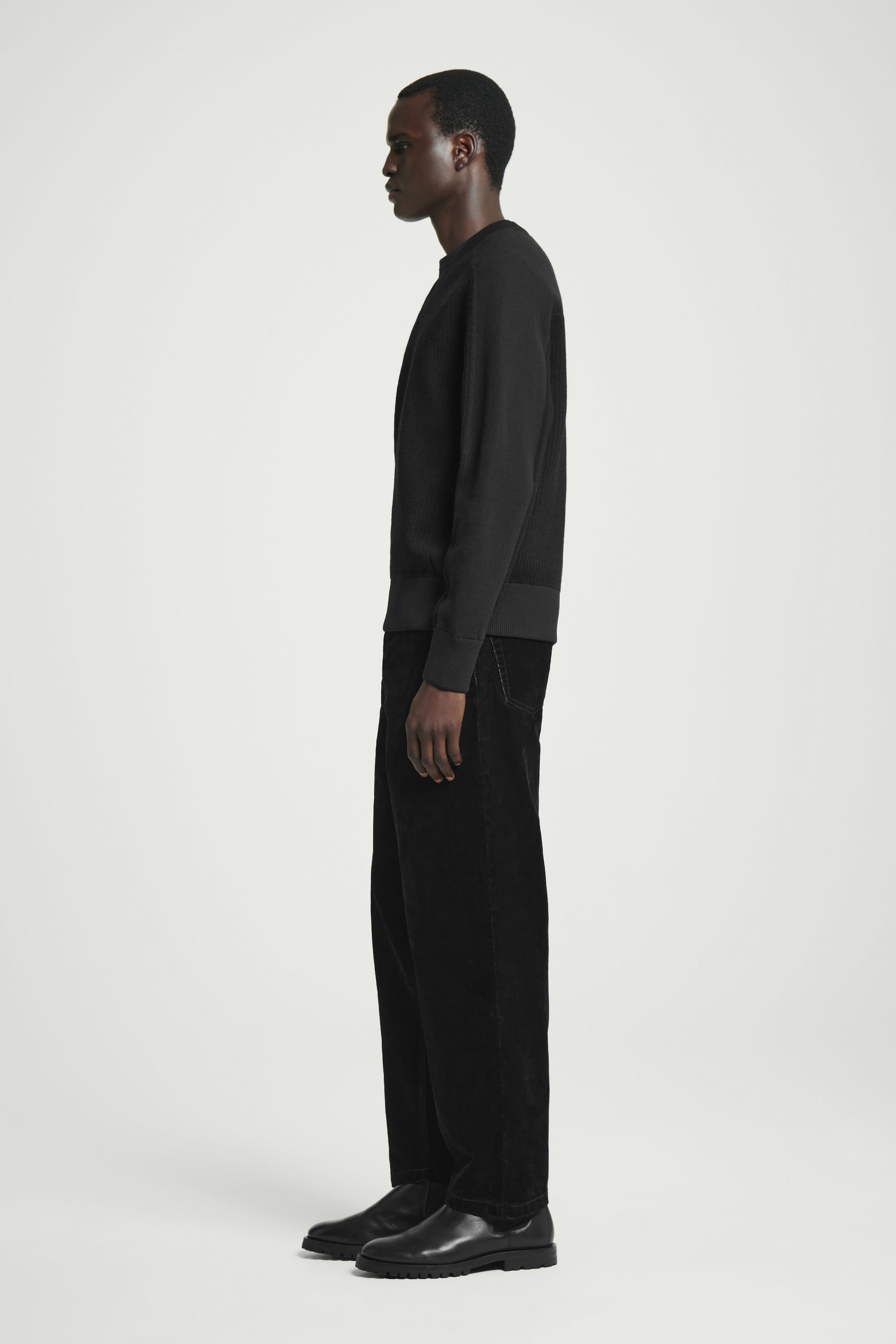 PANELED WOOL V-NECK SWEATER