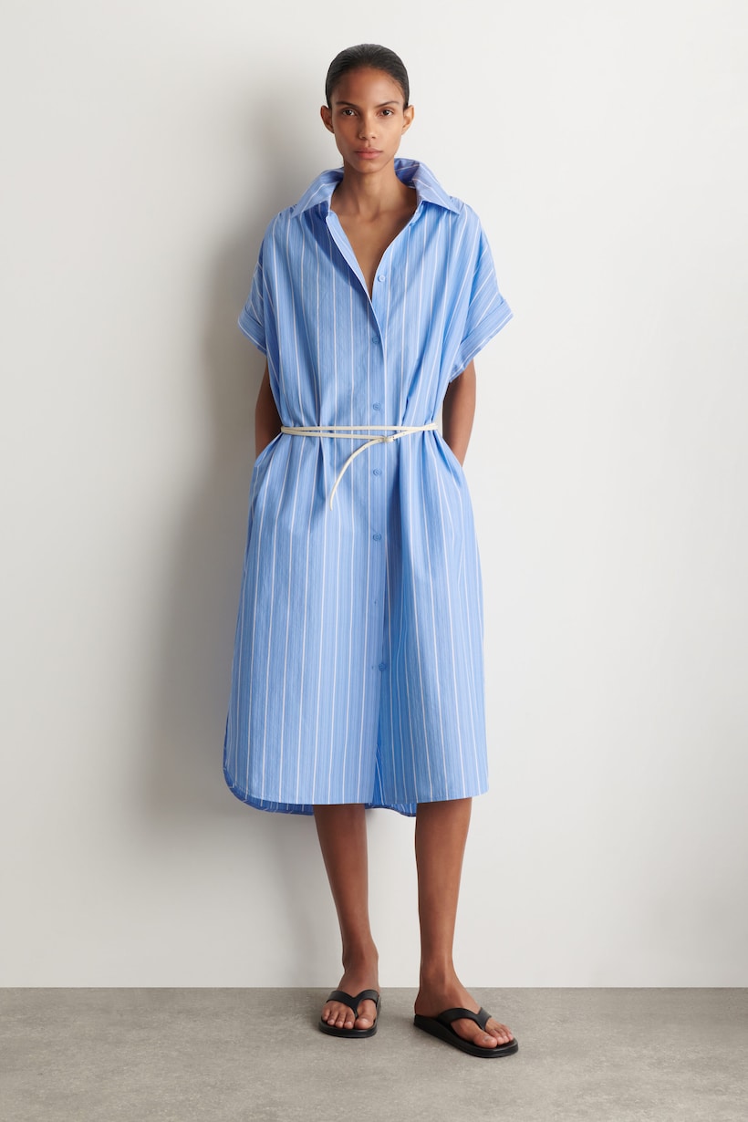 blue shirt dress women Essential Navy Short Sleeve Gauze Shirt Dress, Small