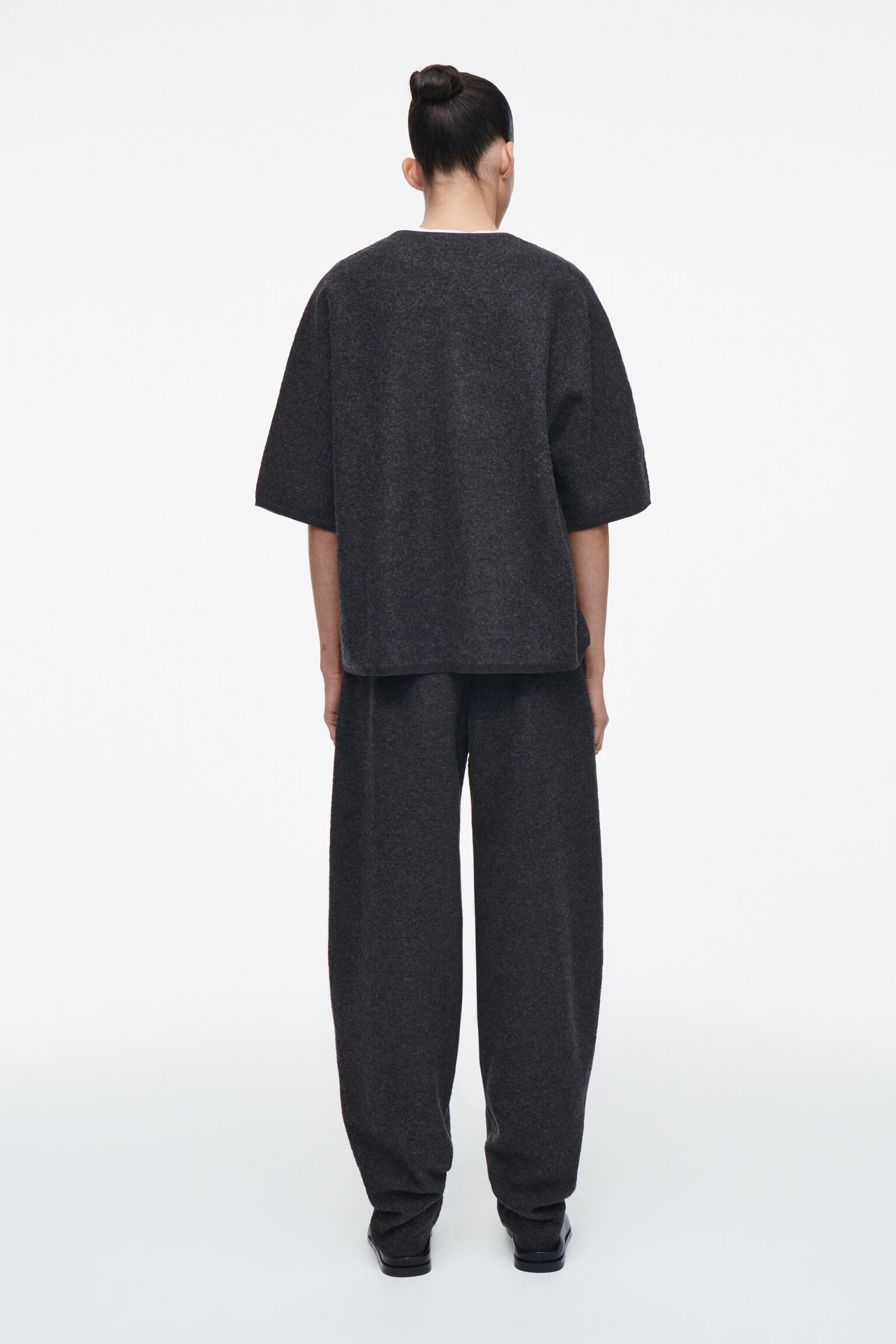 Kalhoty z plstěné merino vlny - CHARCOAL MELANGE - 3