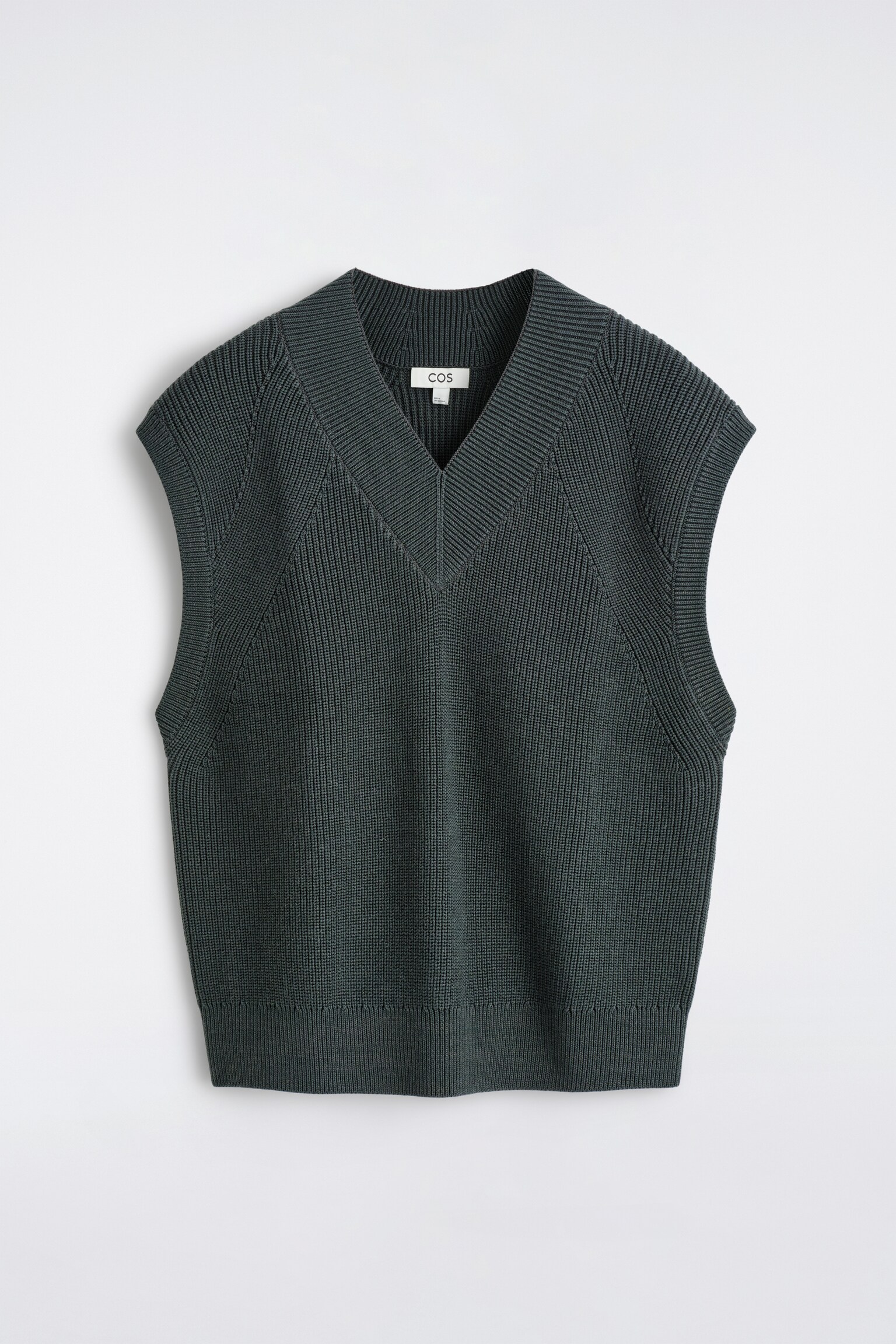 RIBBED WOOL V-NECK VEST - GREY - 2