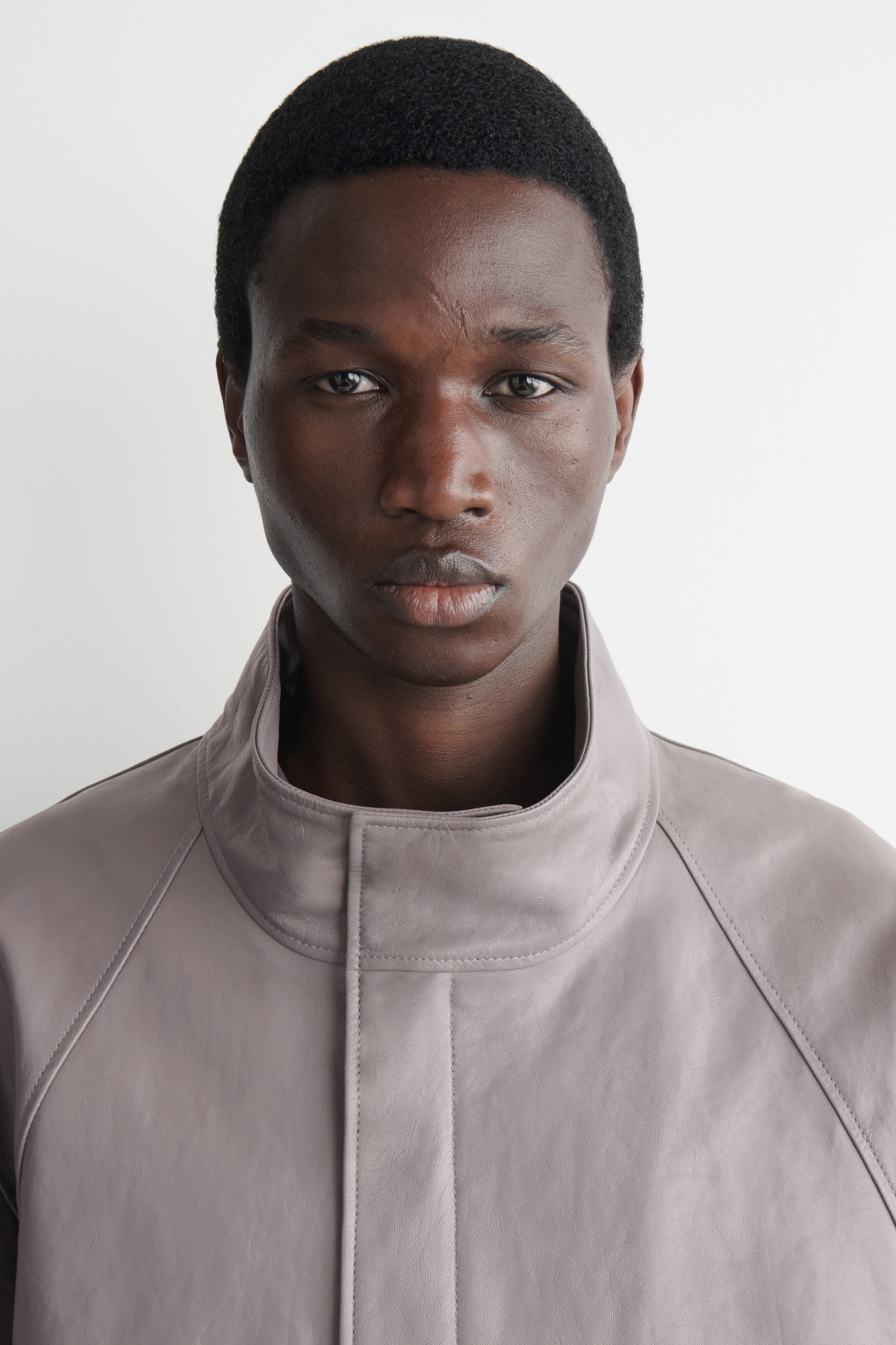 LEATHER BLOUSON JACKET - STEEL | COS US