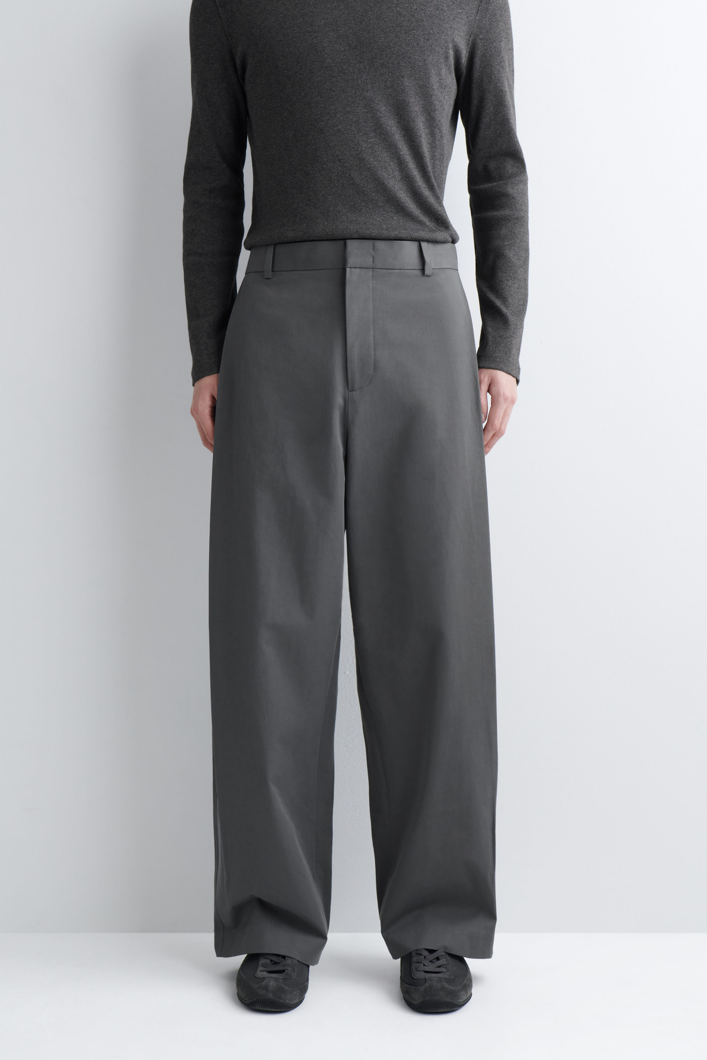 WIDE-LEG PLEATED COTTON PANTS - GRAY | COS US