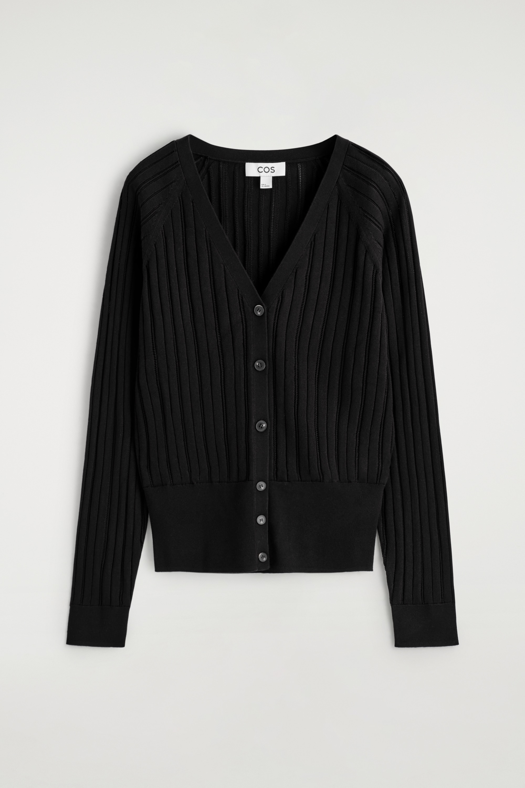 BAVLNĚNÝ CARDIGAN Z PLETENINY POINTELLE - ČERNÁ