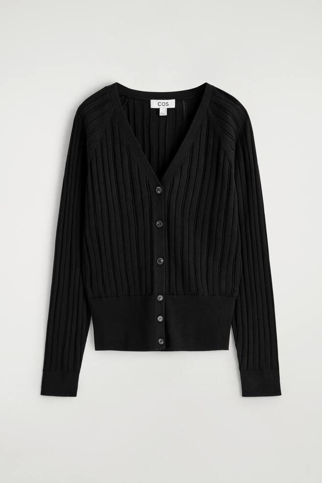 CARDIGAN IN COTONE IN MAGLIA TRAFORATA - NERO - 1