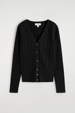 POINTELLE-KNIT COTTON CARDIGAN — BLACK 7