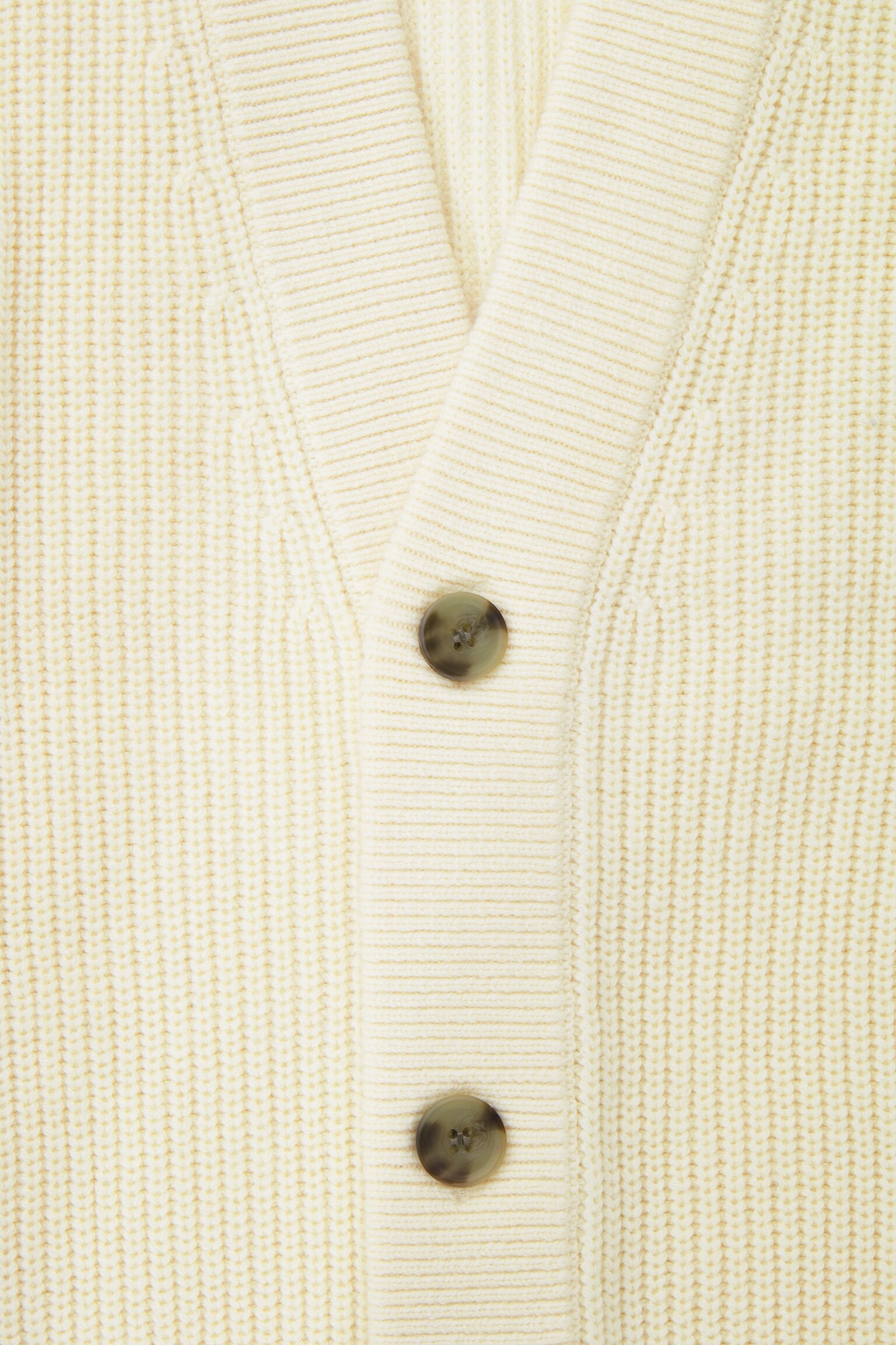 RIBBED WOOL AND CASHMERE CARDIGAN - CREAM - 2