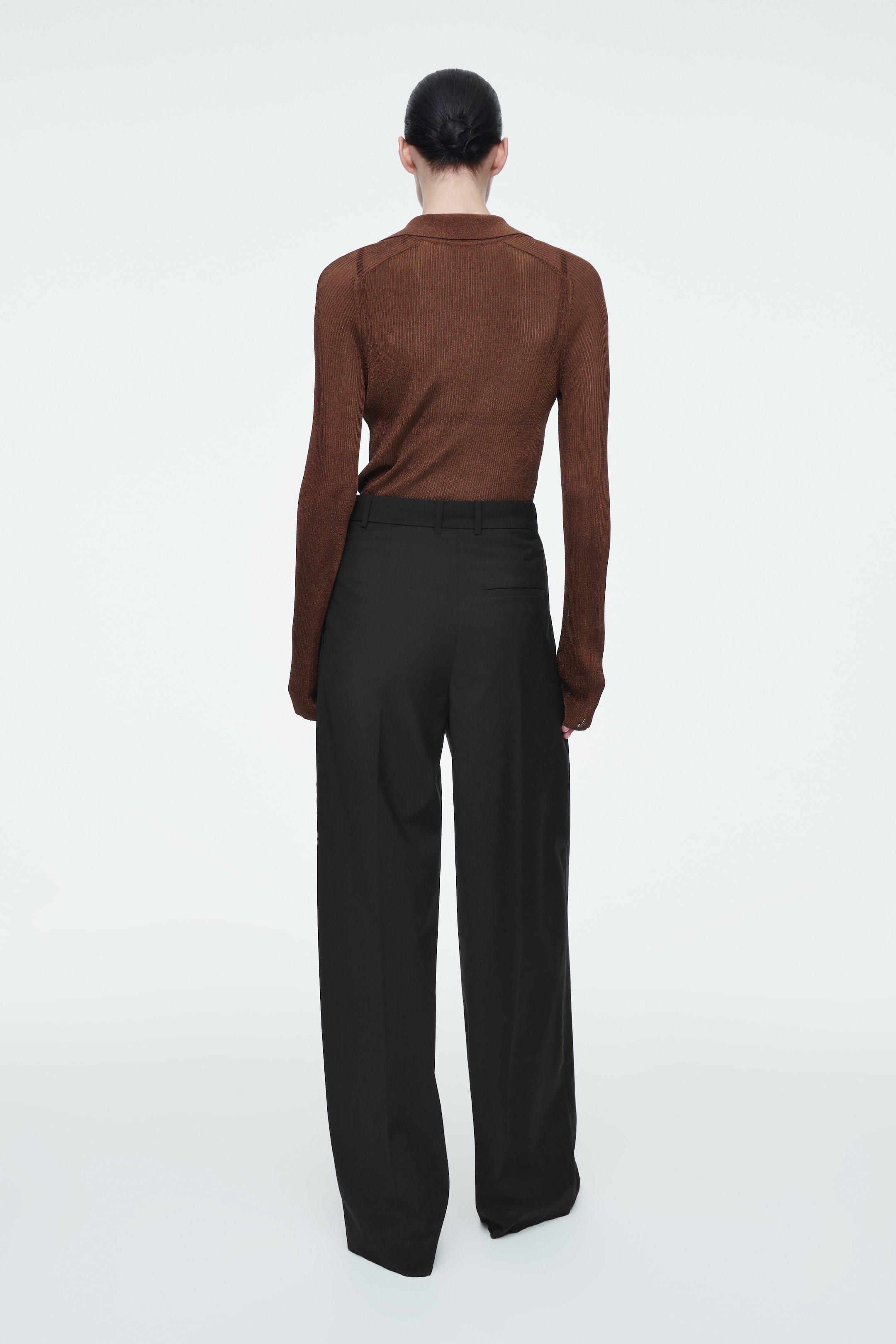 View larger image: SPARKLY RIBBED-KNIT POLO SHIRT - MAHOGANY - Ladies | H&M GB 4