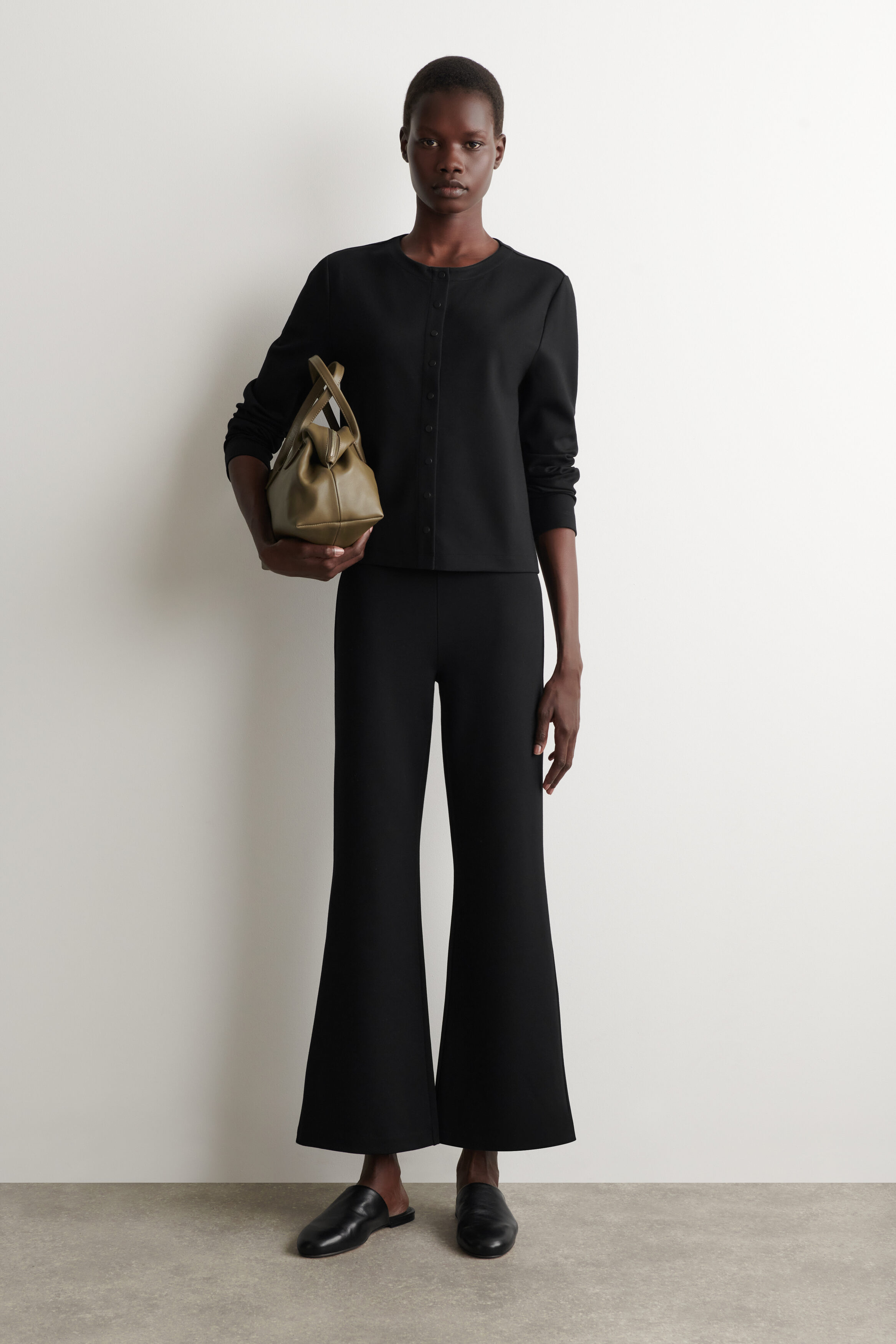 JERSEY FLARED TROUSERS - BLACK | COS GB