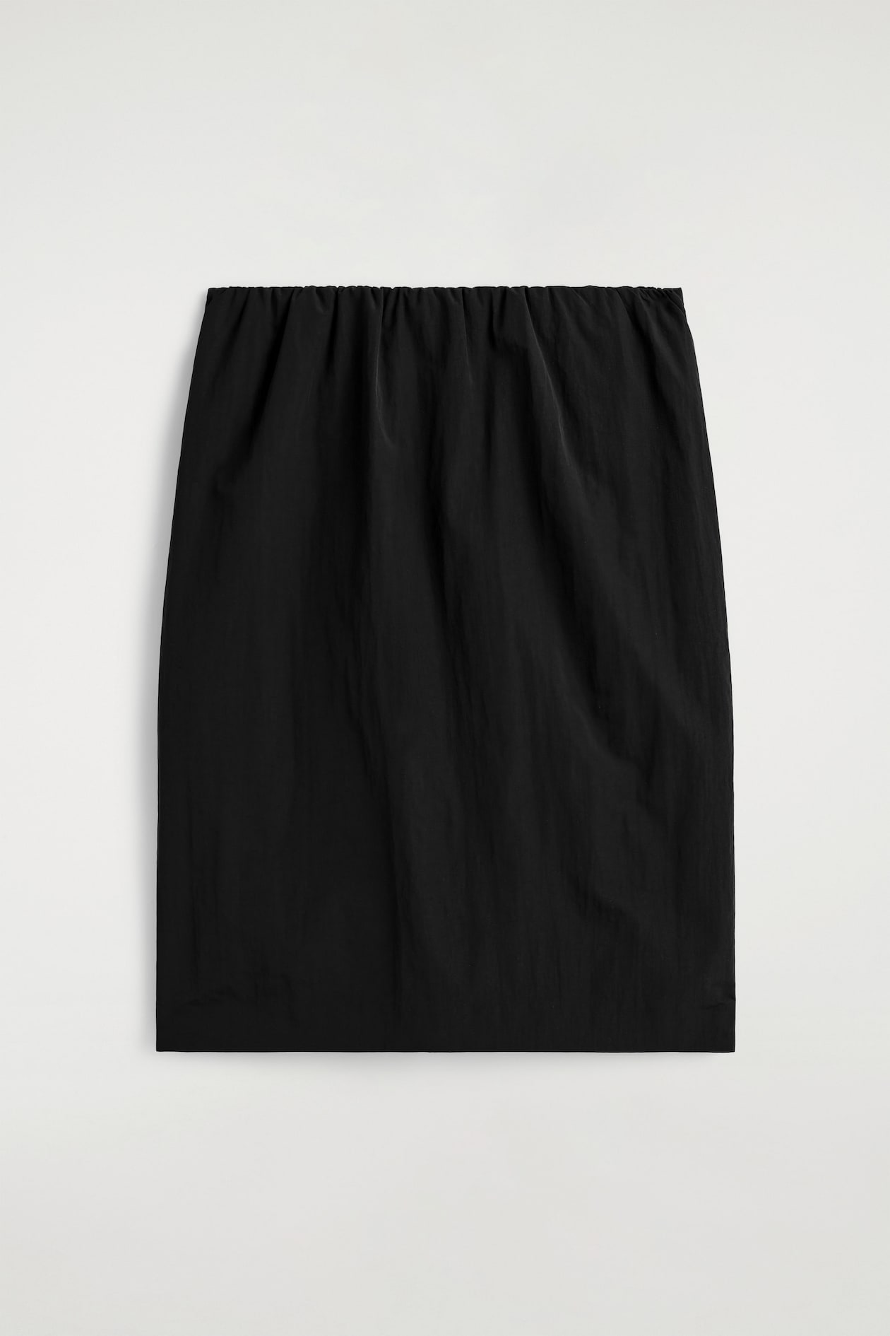 GATHERED PENCIL SKIRT — BLACK