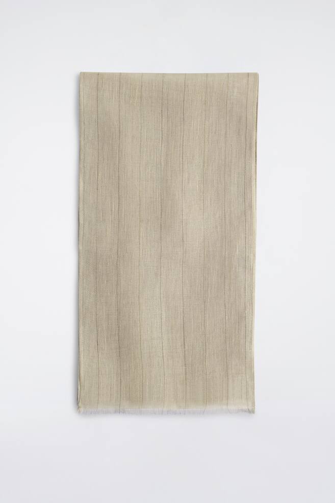 FRINGED LINEN SCARF - BEIGE / STRIPED/KHAKI / STRIPED - 1