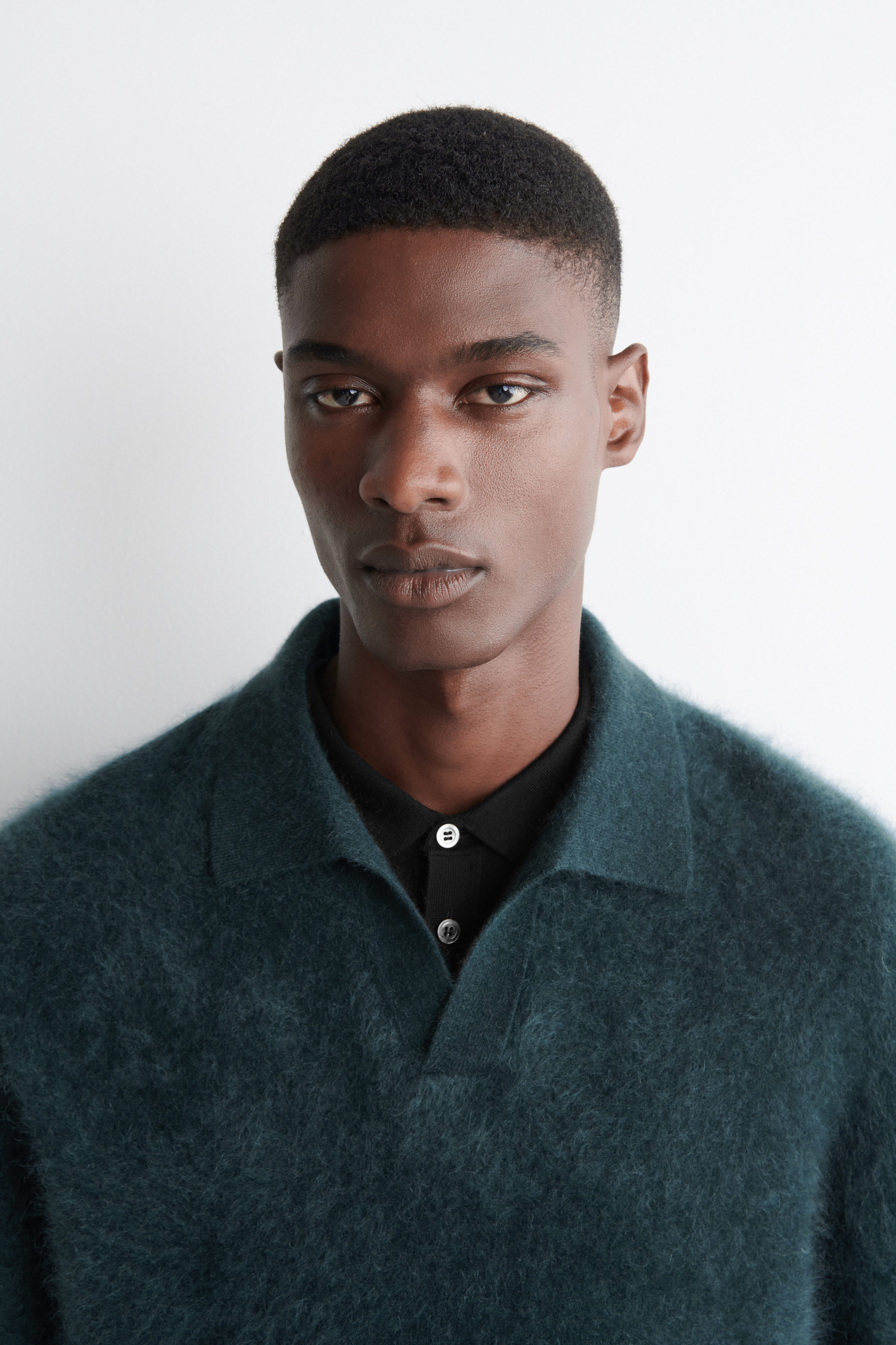 BRUSHED-CASHMERE POLO JUMPER - TEAL | COS