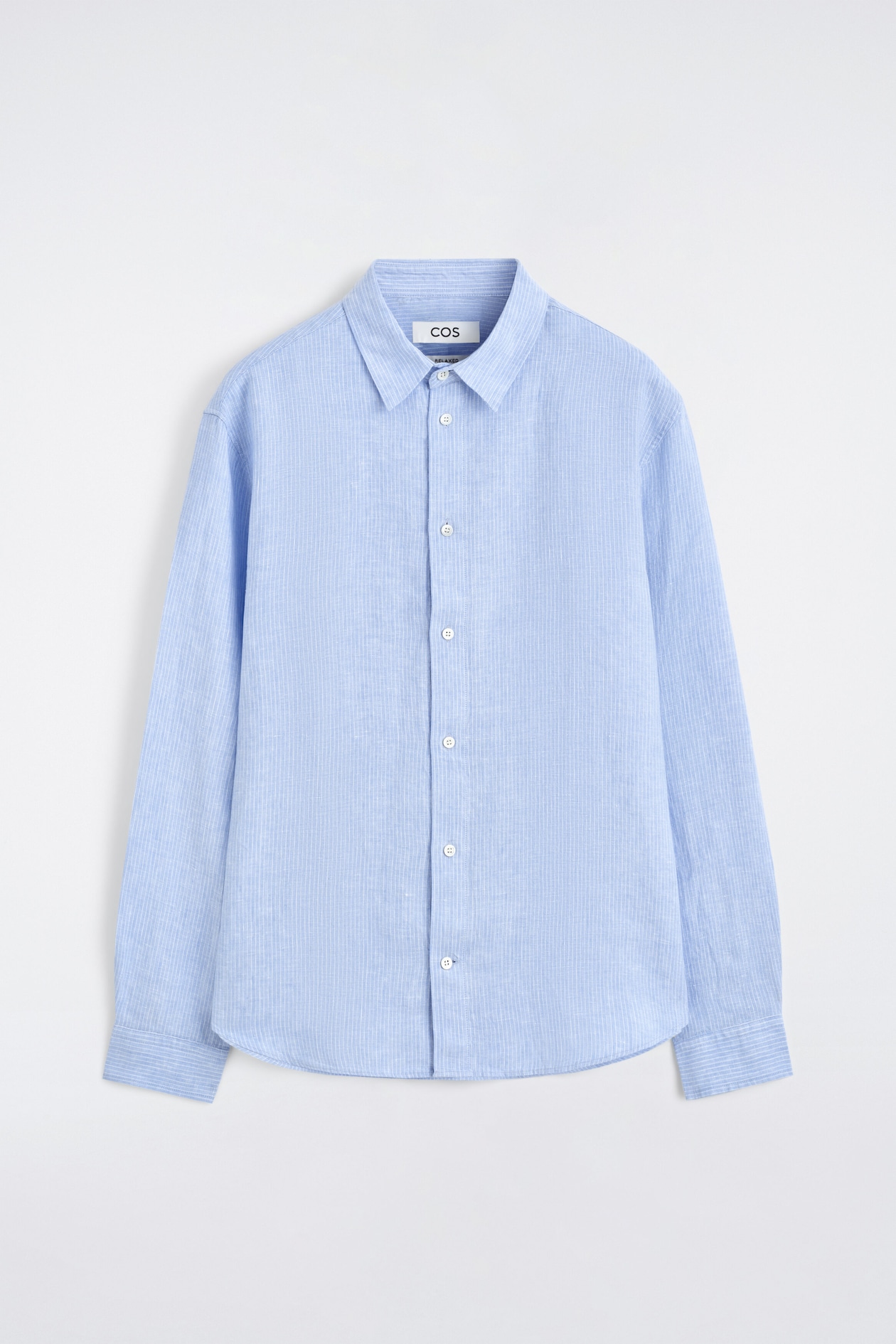 COS Men's Relaxed Shirt in Light Blue | Linen | Size: XS