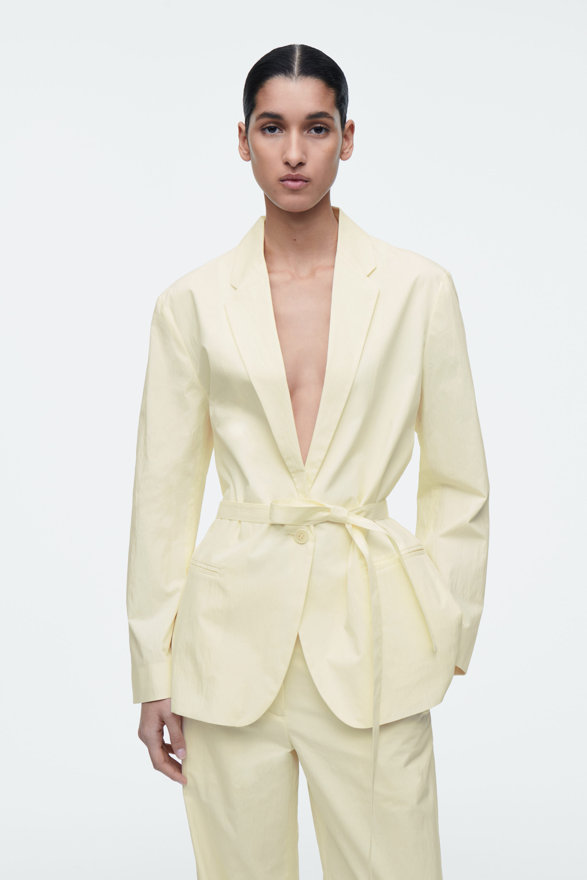TIE-WAIST COTTON BLAZER - BUTTER YELLOW | COS