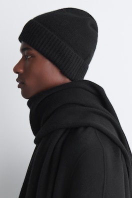 PURE CASHMERE BEANIE — BLACK 3