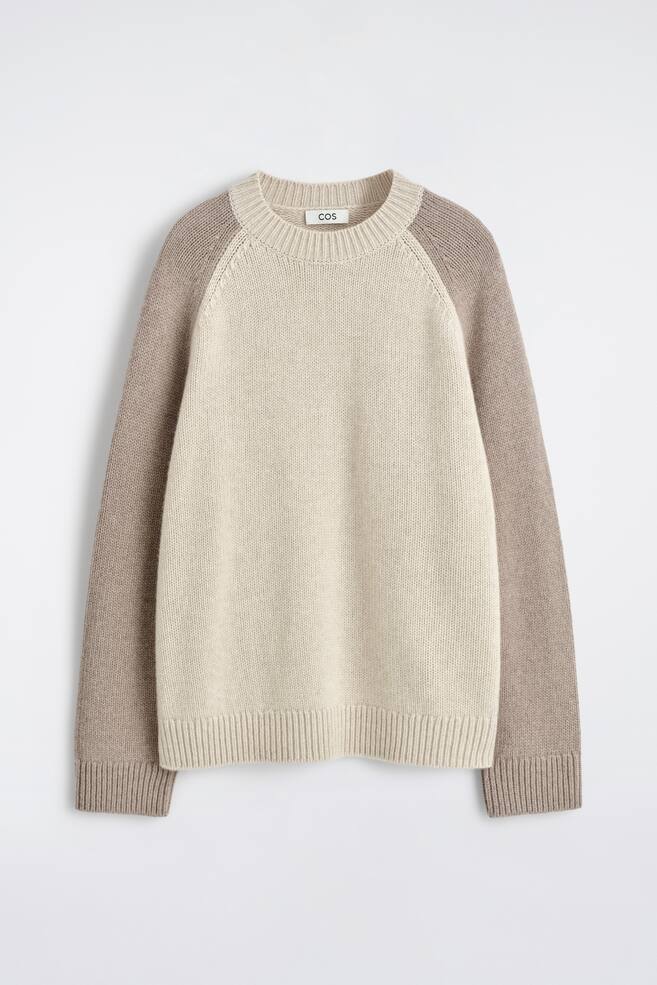 KASCHMIR-PULLOVER MIT COLOUR-BLOCK-DESIGN - BEIGE/TAUPE - 1